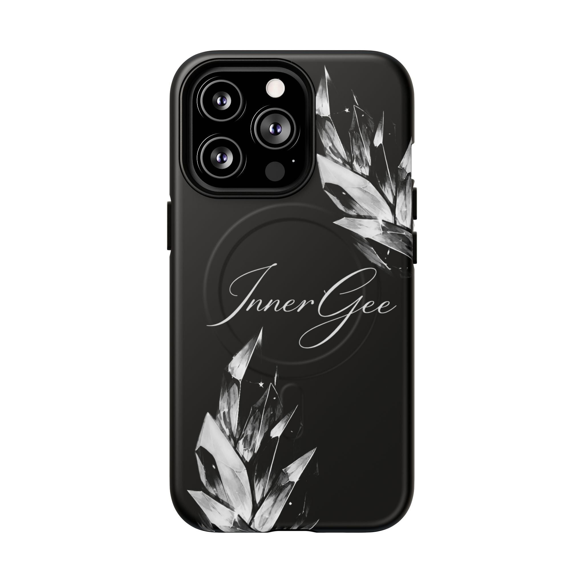 InnerGee Blk/White Crystal Tough Magnetic Phone Case
