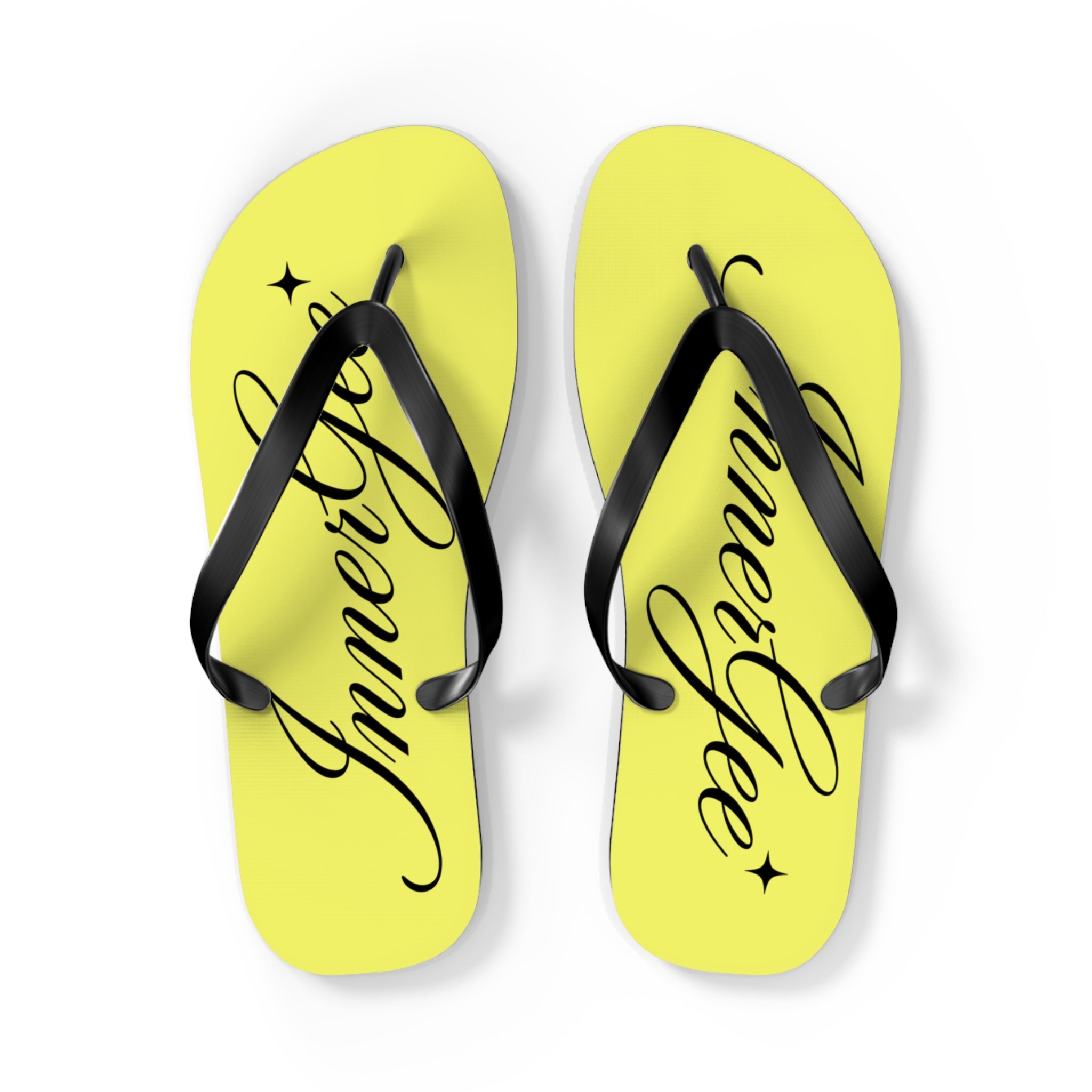 Yellow 'InnerGee' Script Flip Flops – Beach Sandals with Stylish Script Logo