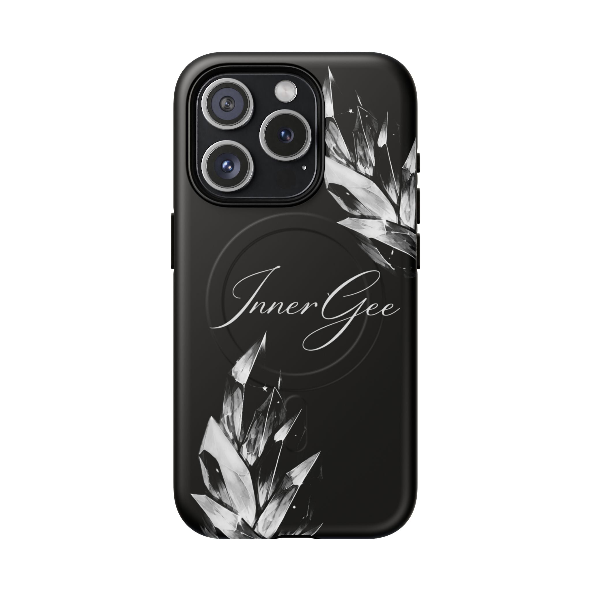 InnerGee Blk/White Crystal Tough Magnetic Phone Case