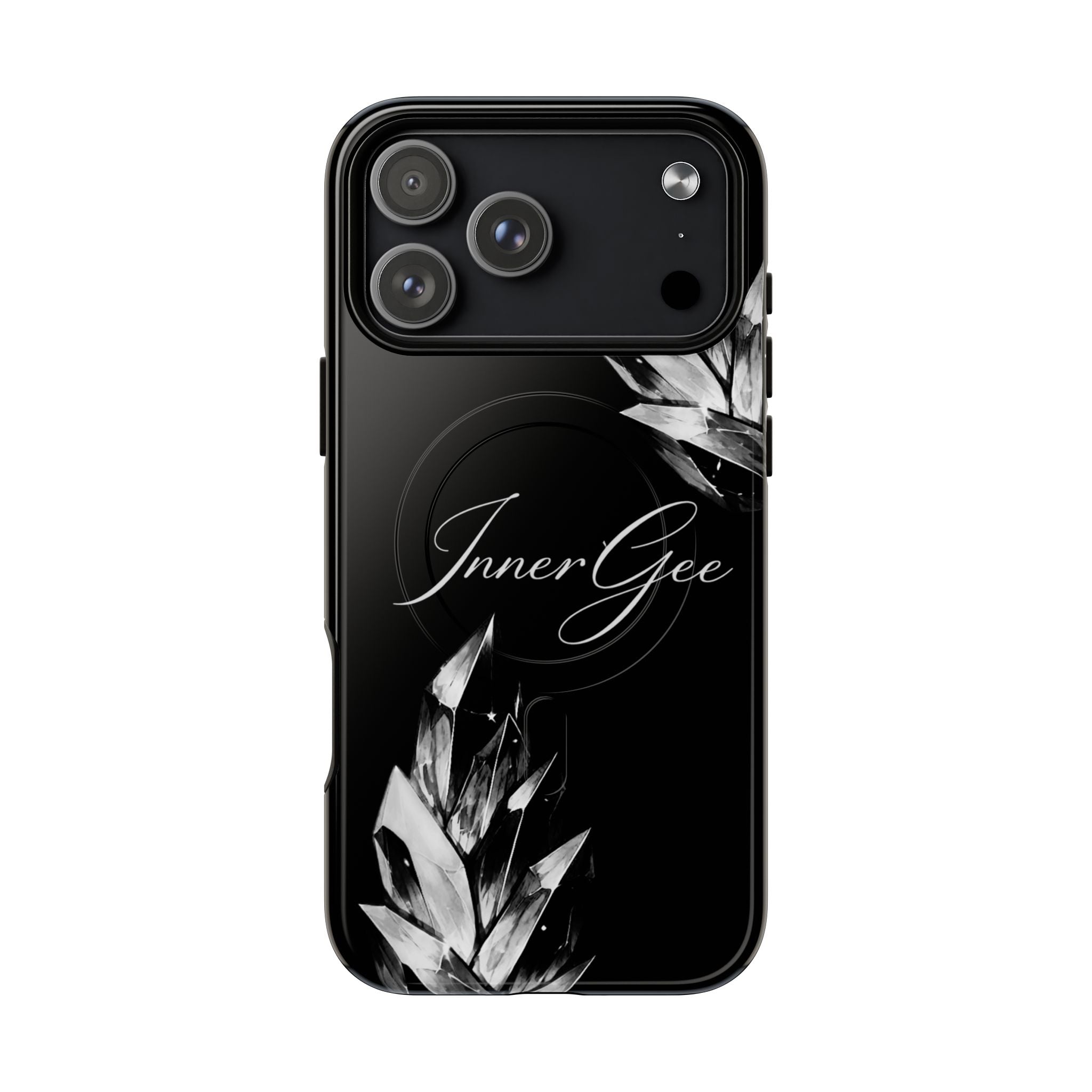 InnerGee Blk/White Crystal Tough Magnetic Phone Case
