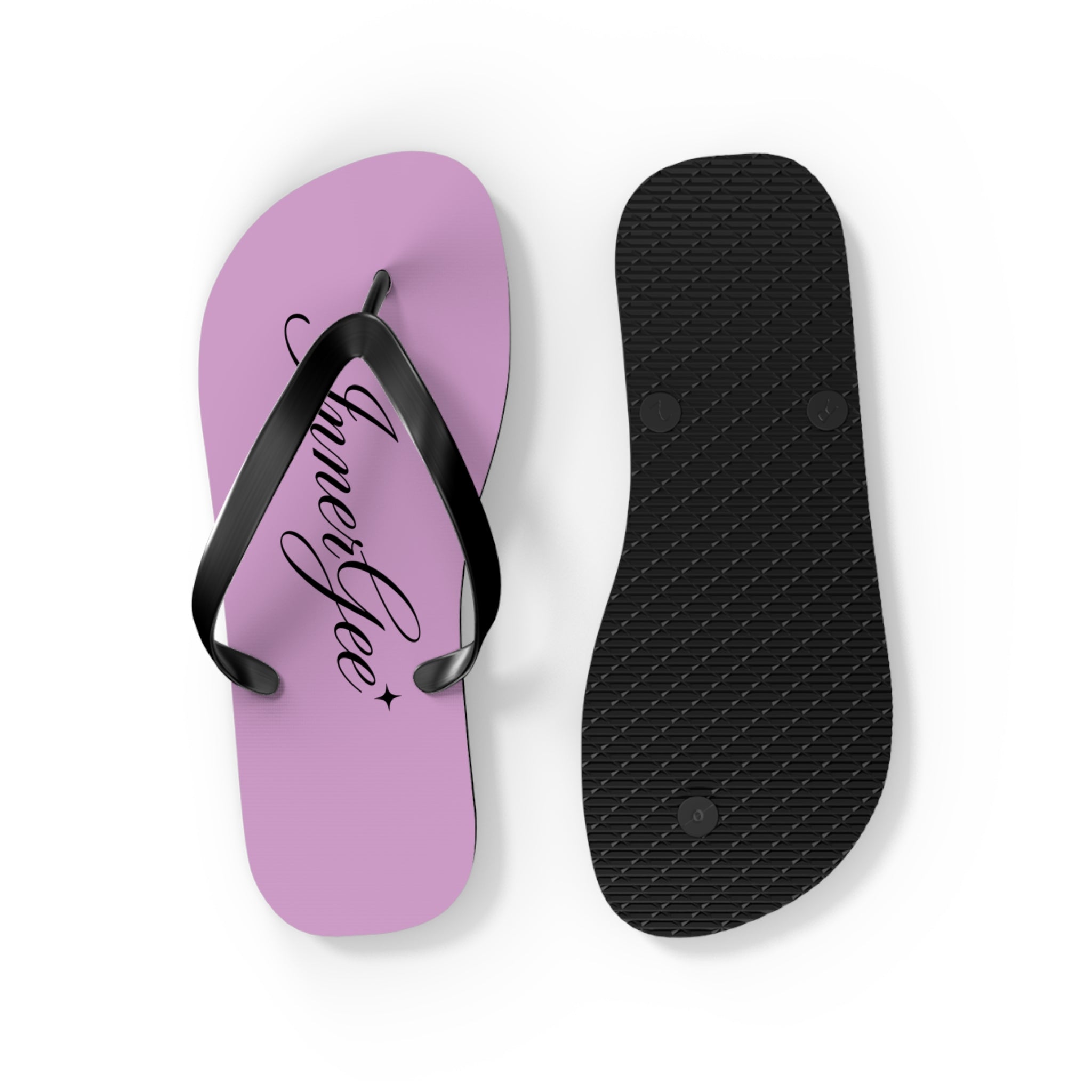 Innergee Pink Script Flip Flops –  Beach Sandals