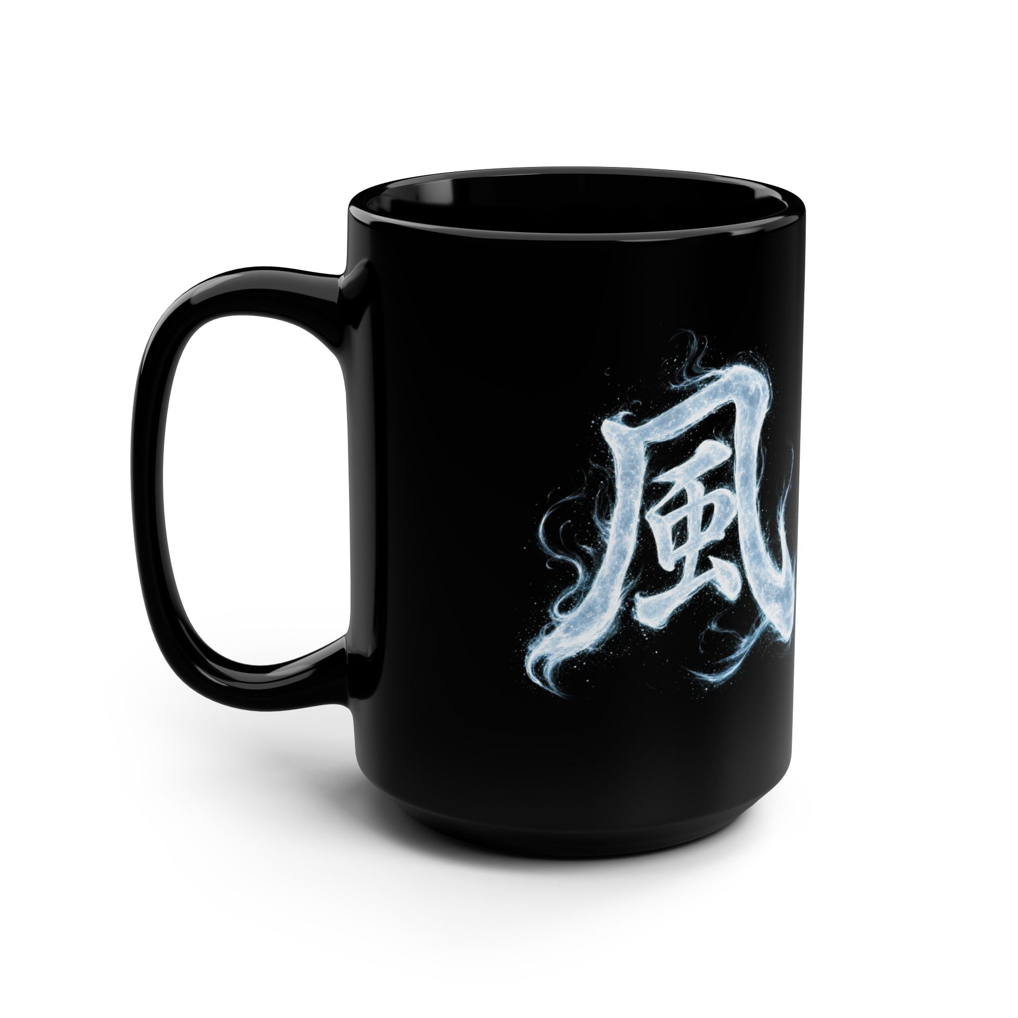Samurai Strategist 'Air' Kanji 15oz Black Mug — Wisdom Coffee Cup
