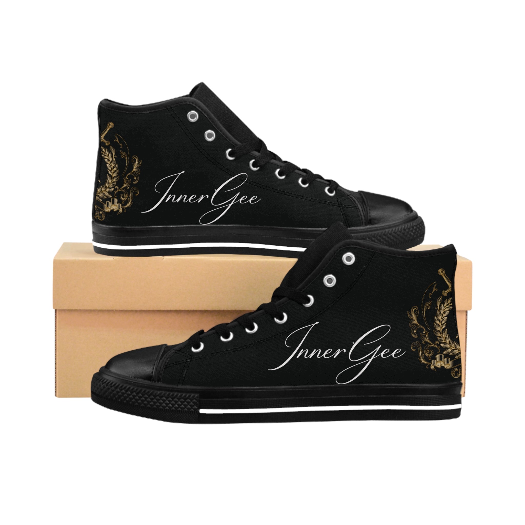 InnerGee Black High-Top Sneakers — Classic Men's Casual Canvas Shoes