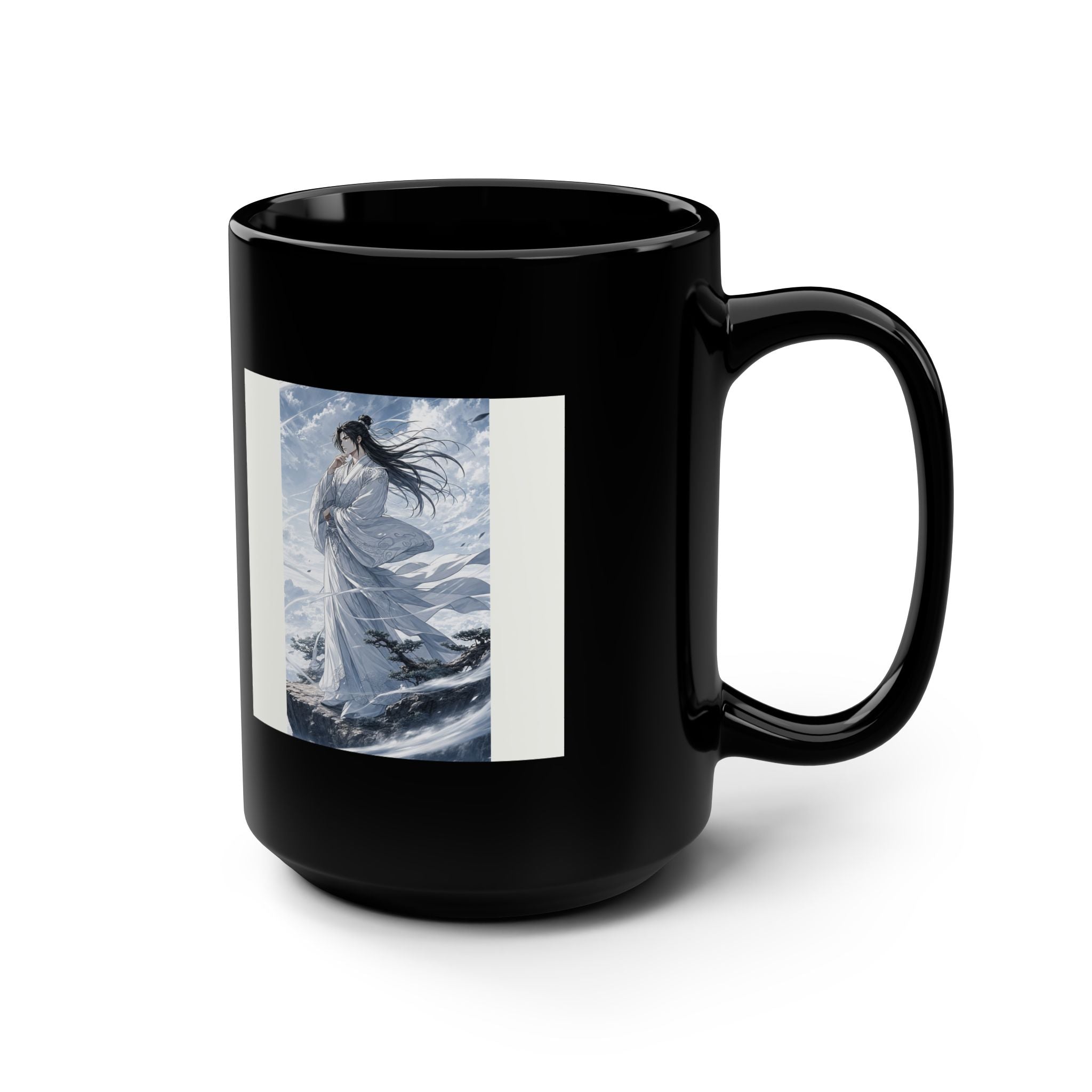 Samurai Strategist 'Air' Kanji 15oz Black Mug — Wisdom Coffee Cup