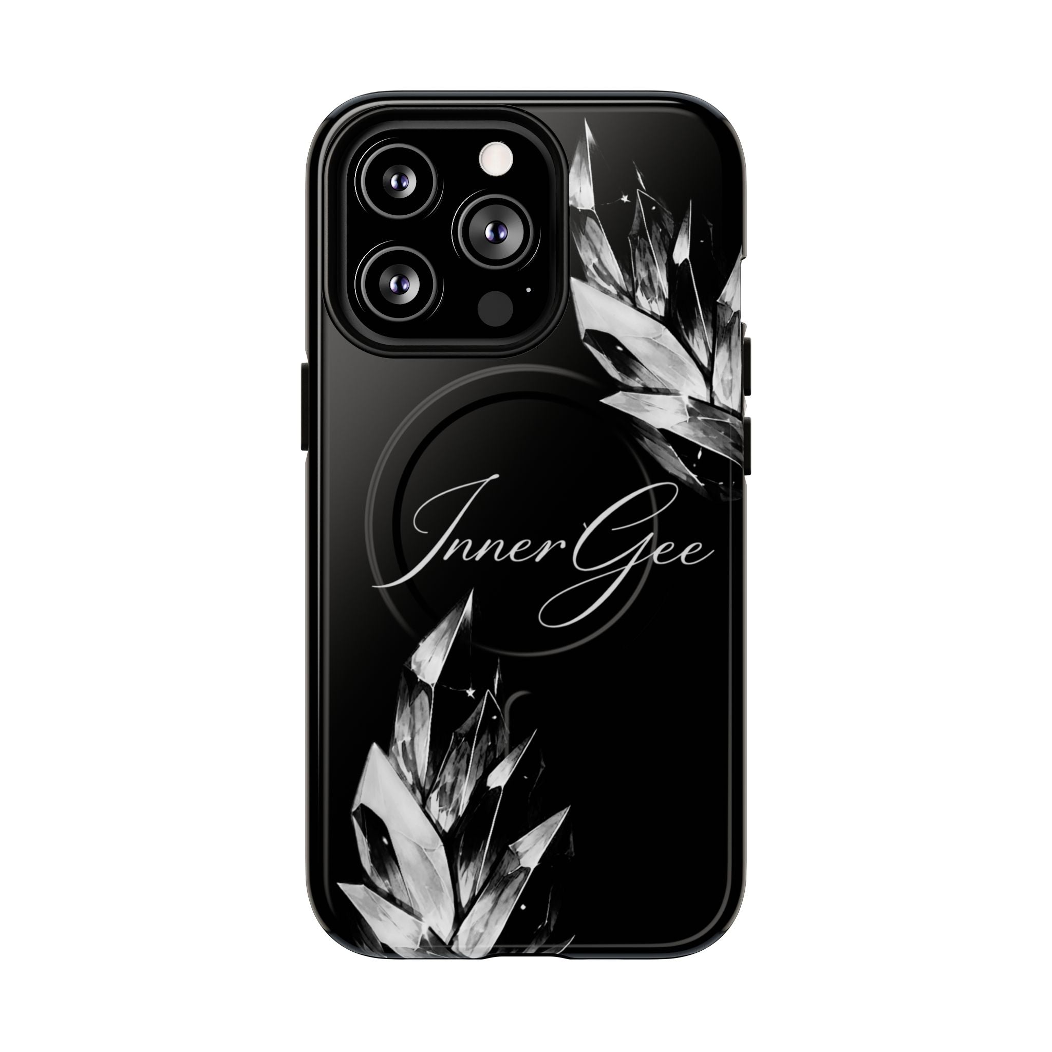 InnerGee Blk/White Crystal Tough Magnetic Phone Case