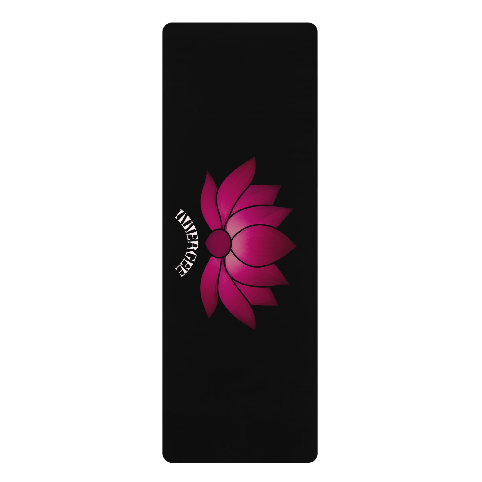 Pink Lotus Rubber Yoga Mat — 'innergee' Centered Black Mat