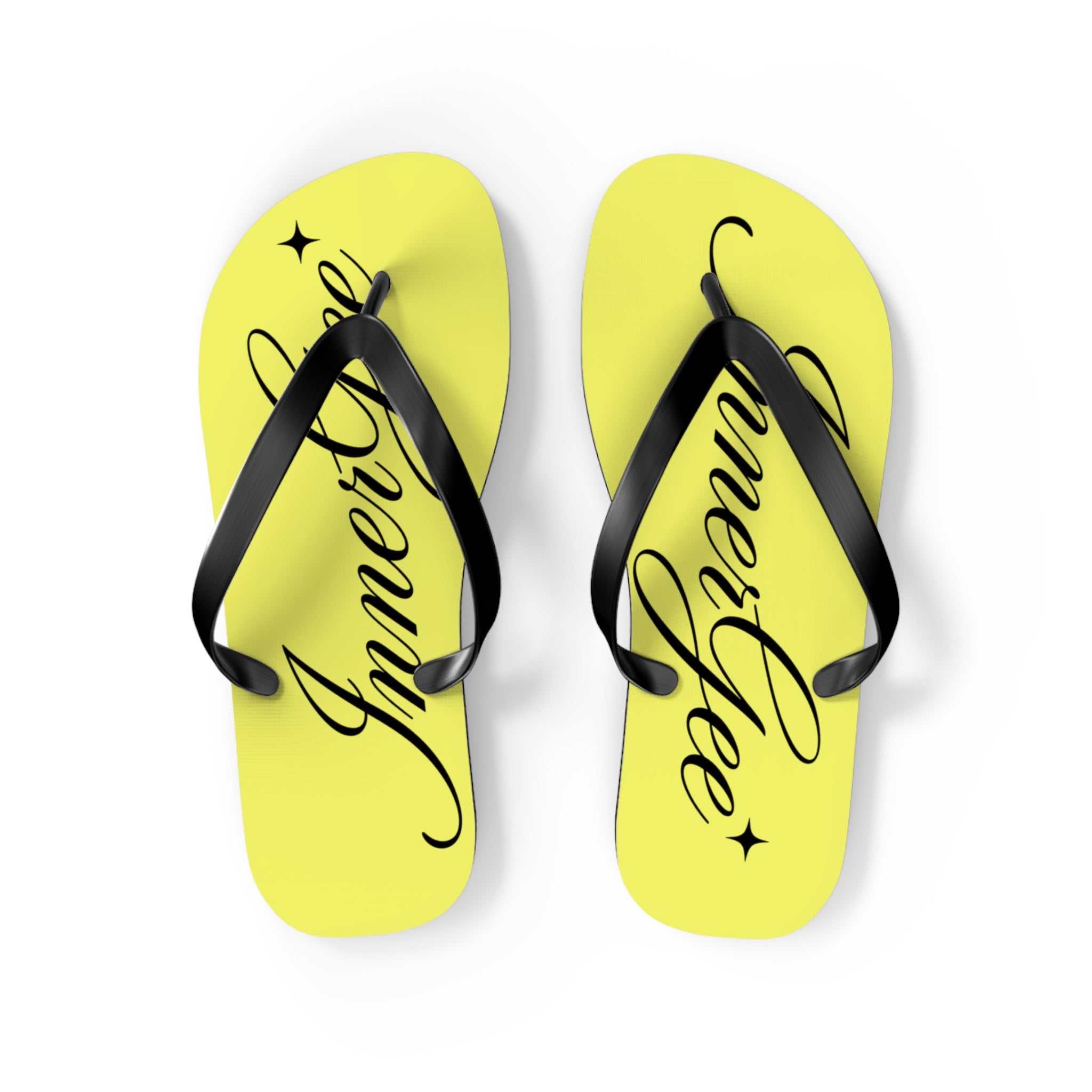 Yellow 'InnerGee' Script Flip Flops – Beach Sandals with Stylish Script Logo