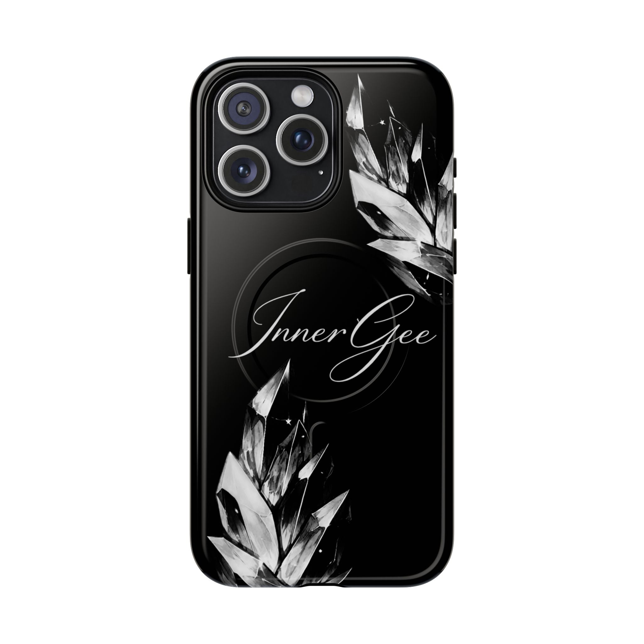 InnerGee Blk/White Crystal Tough Magnetic Phone Case