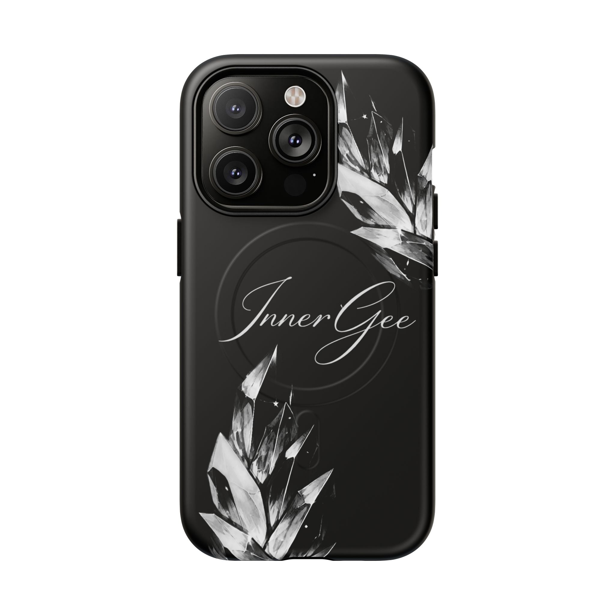 InnerGee Blk/White Crystal Tough Magnetic Phone Case