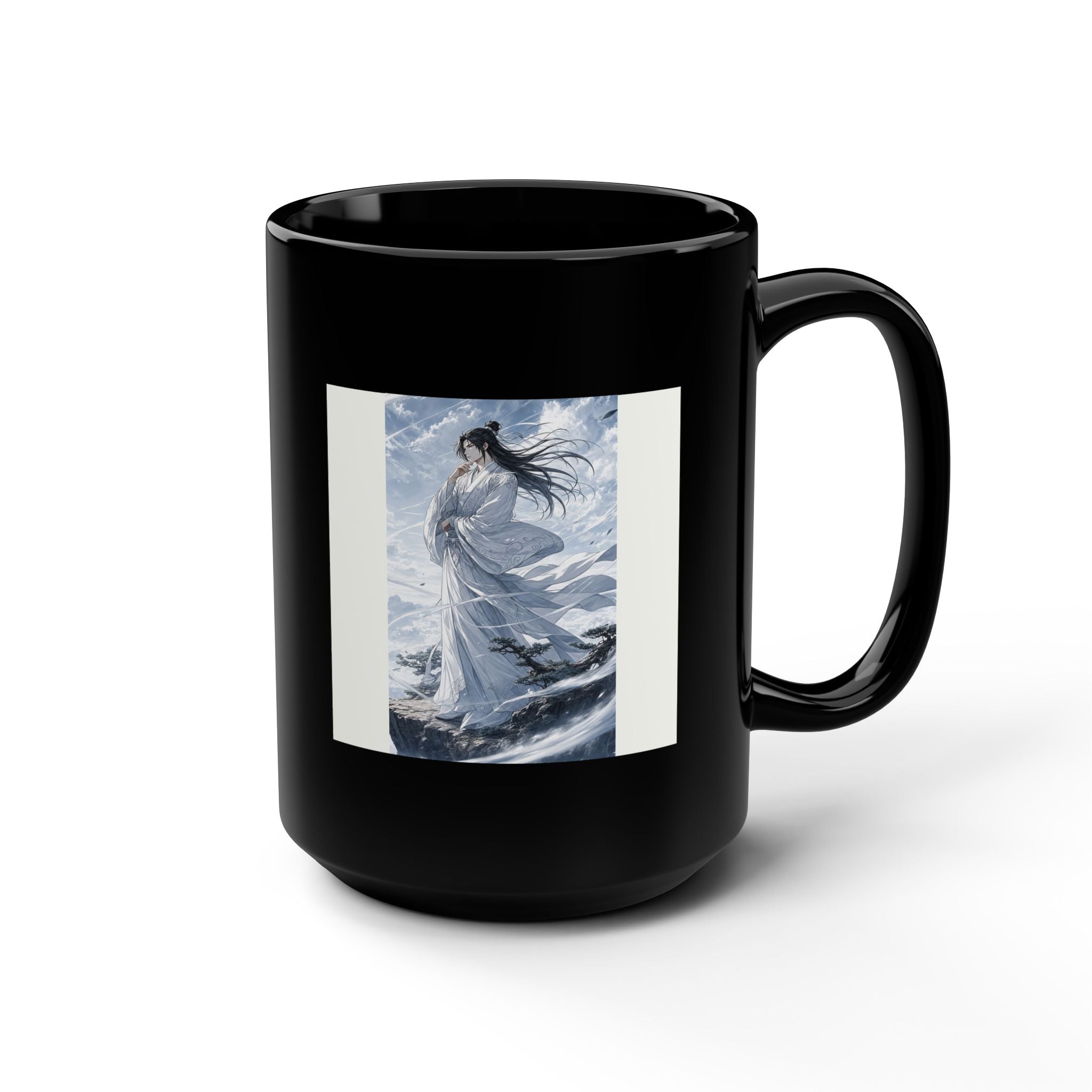 Samurai Strategist 'Air' Kanji 15oz Black Mug — Wisdom Coffee Cup