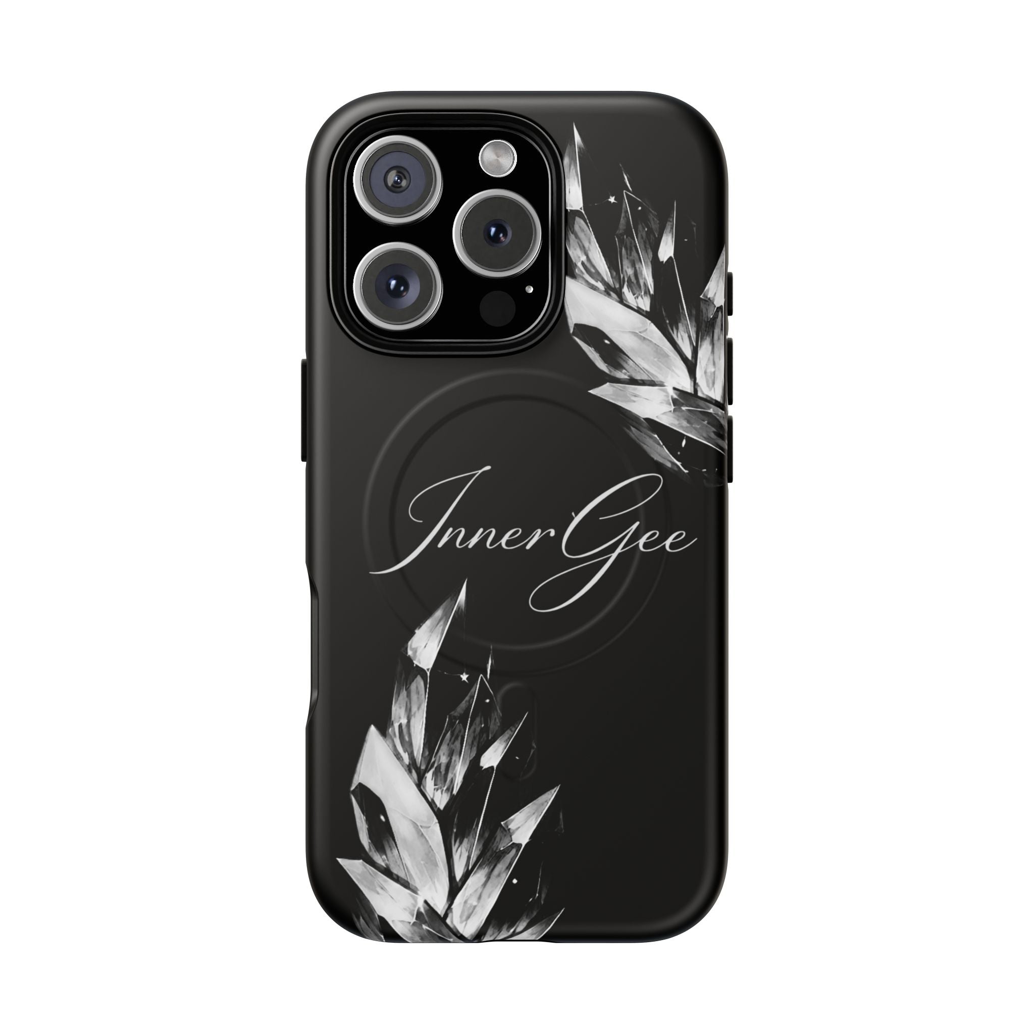 InnerGee Blk/White Crystal Tough Magnetic Phone Case