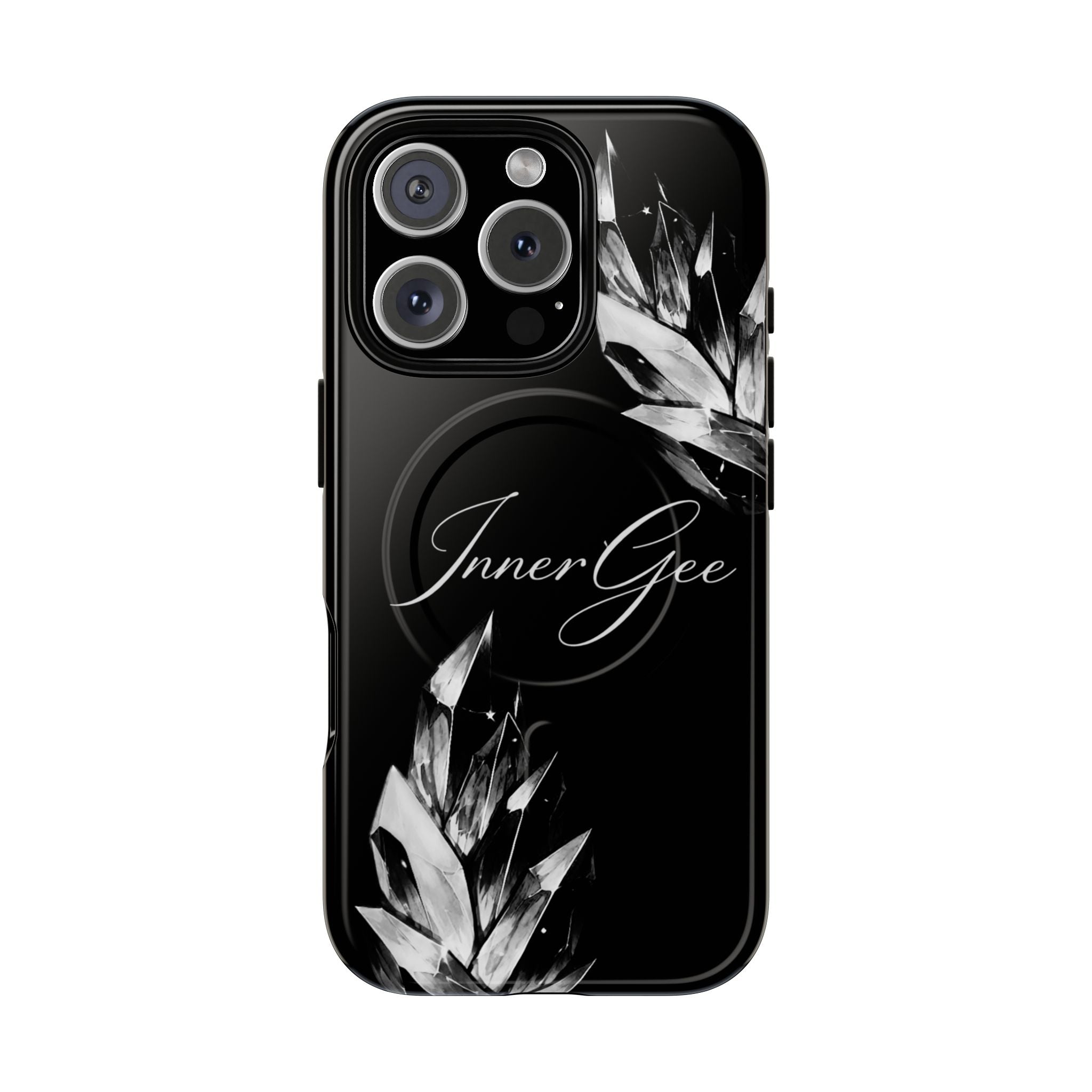InnerGee Blk/White Crystal Tough Magnetic Phone Case