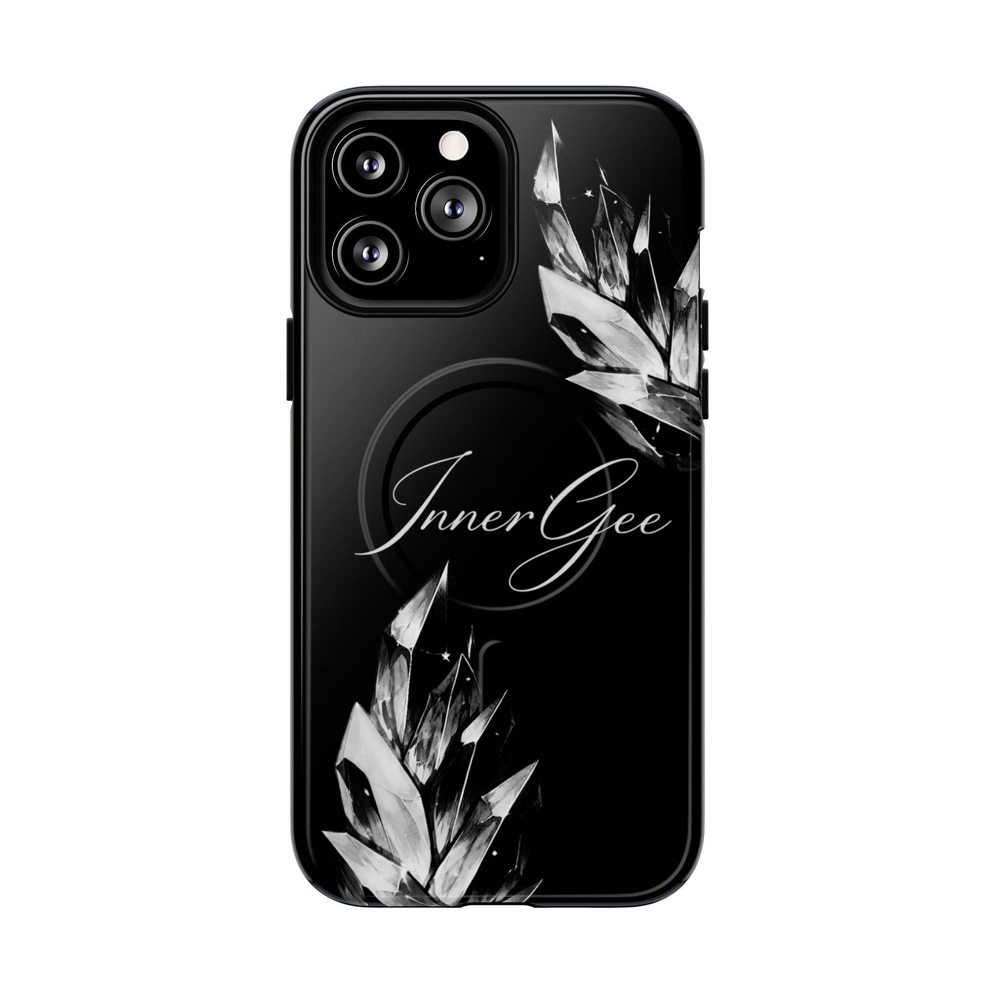 InnerGee Blk/White Crystal Tough Magnetic Phone Case