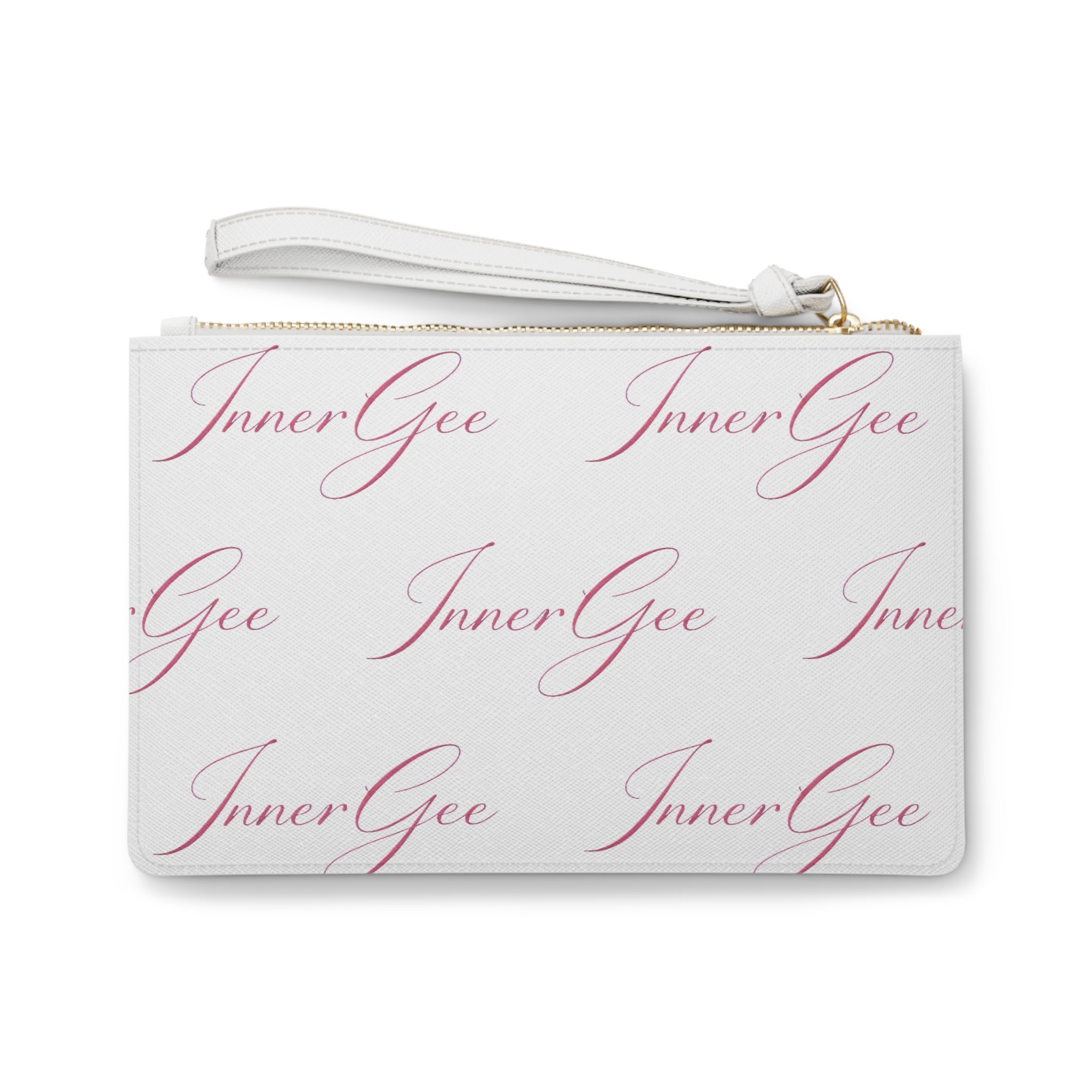 InnerGee Script Clutch Bag — Pink Monogram Wristlet Purse