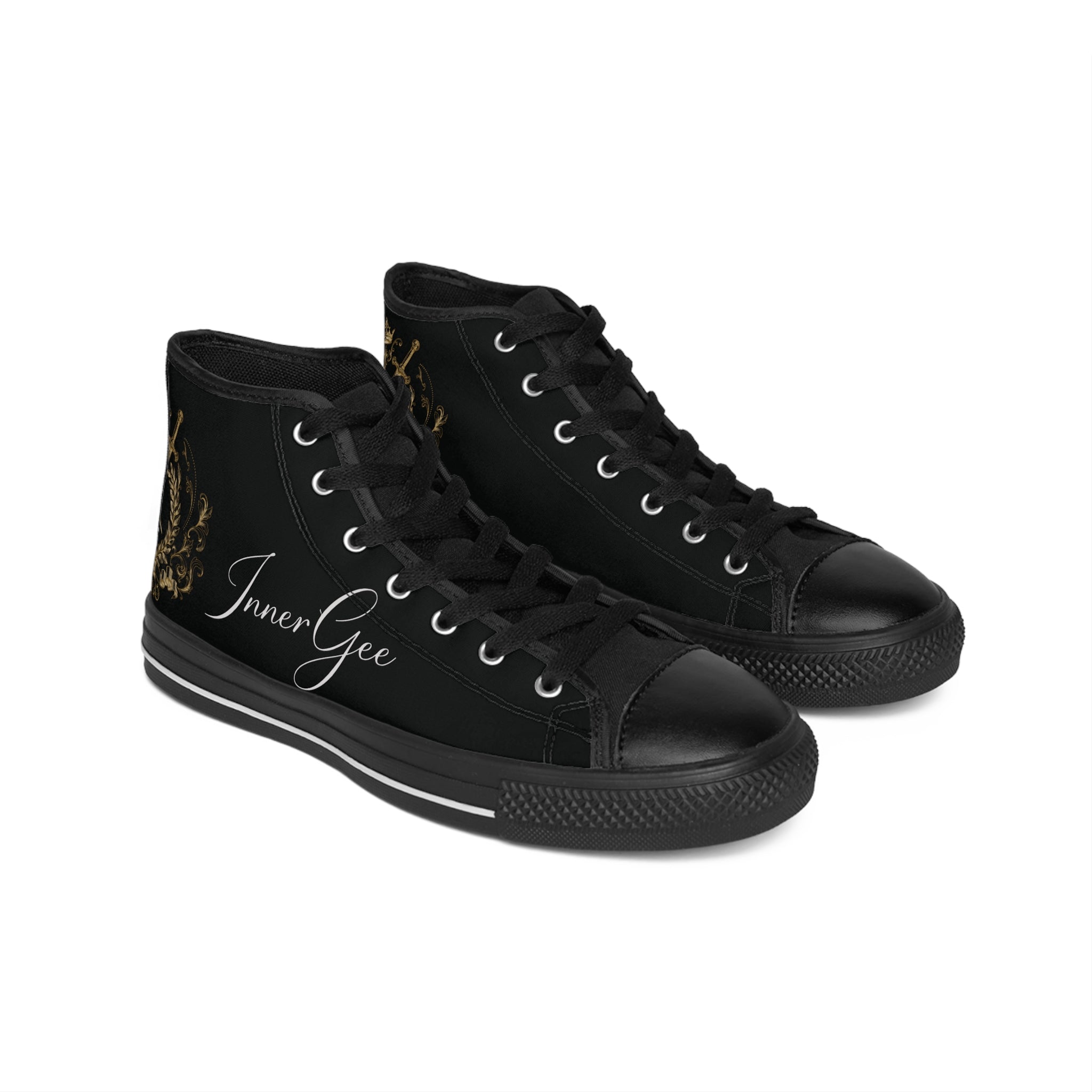 InnerGee Black High-Top Sneakers — Classic Men's Casual Canvas Shoes