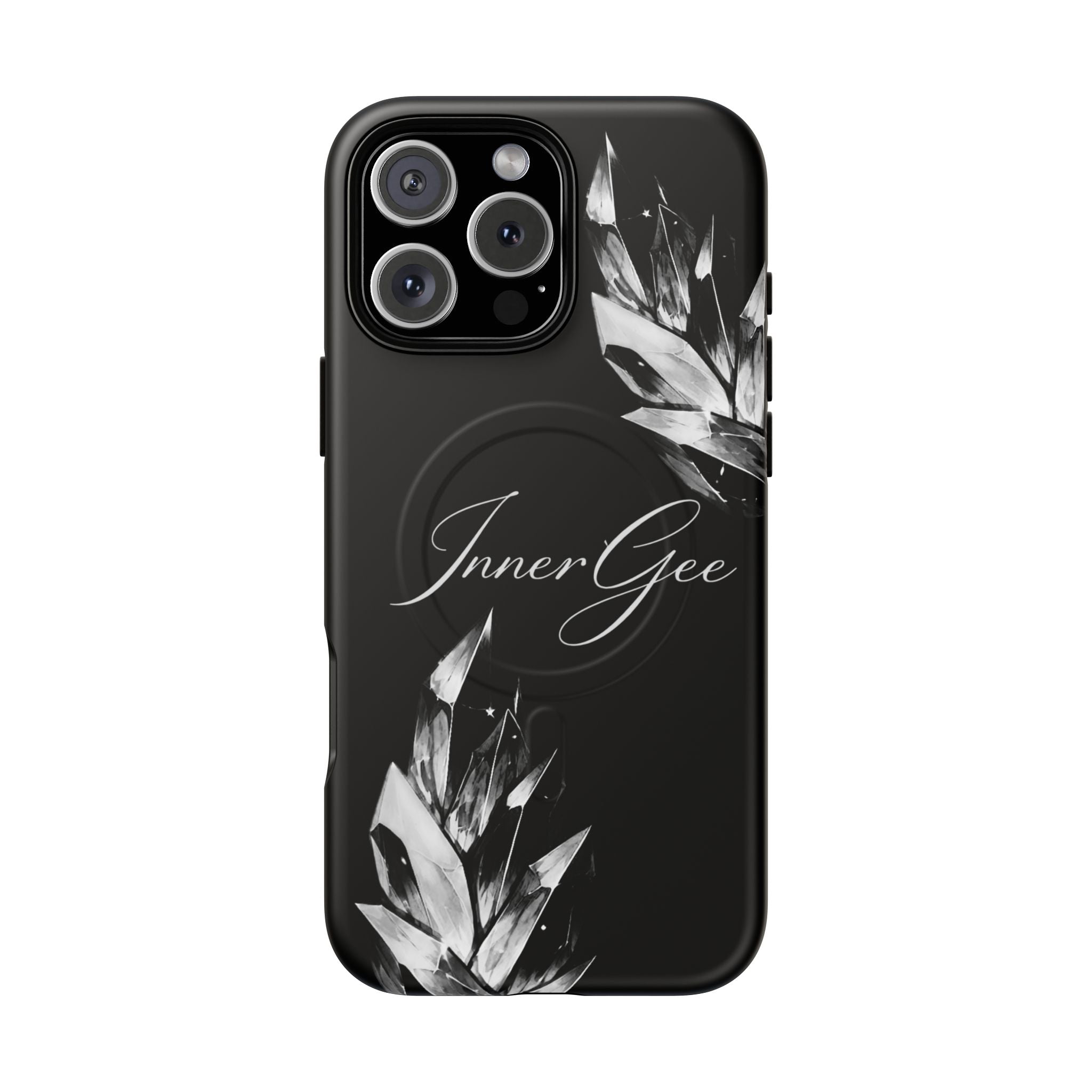 InnerGee Blk/White Crystal Tough Magnetic Phone Case