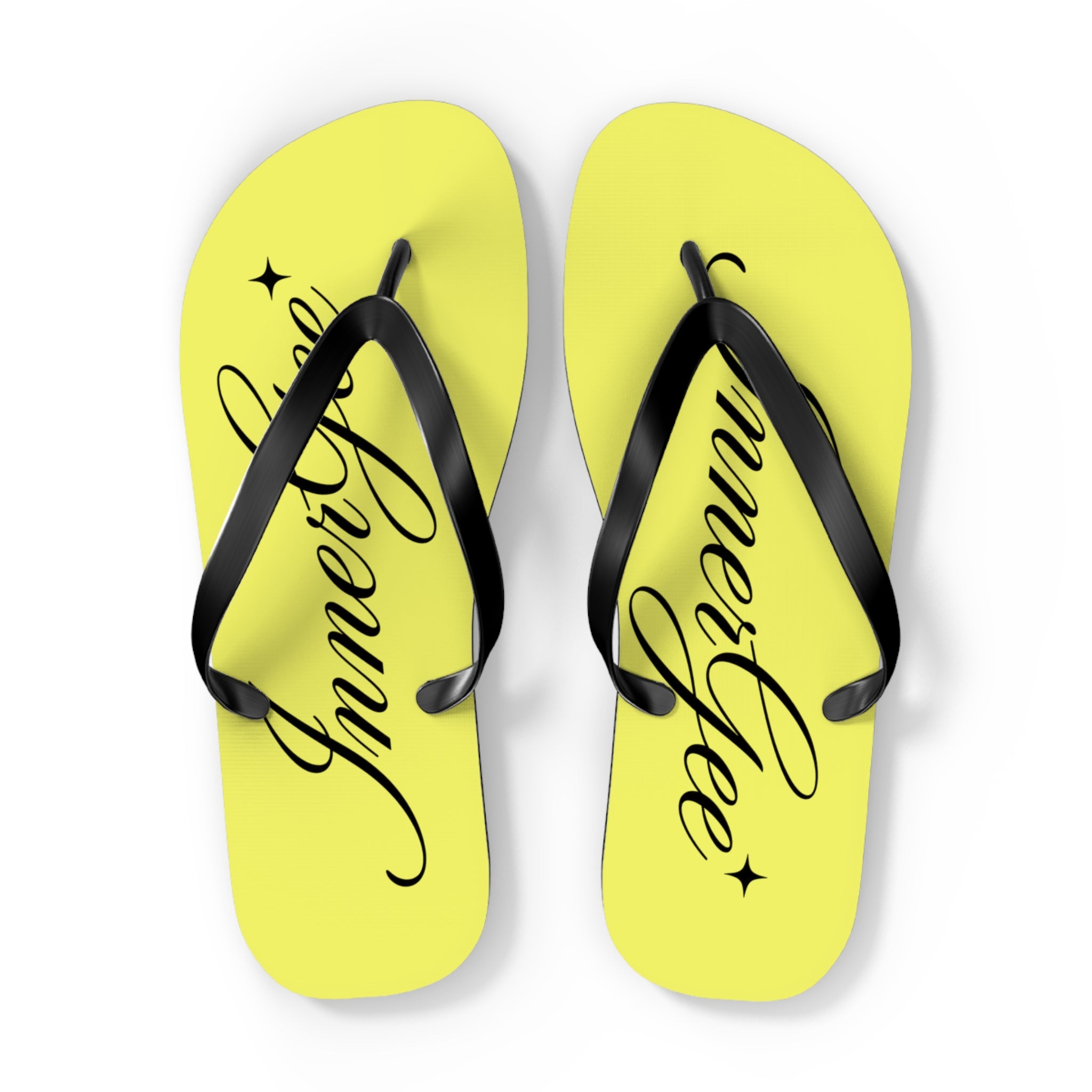 Yellow 'InnerGee' Script Flip Flops – Beach Sandals with Stylish Script Logo