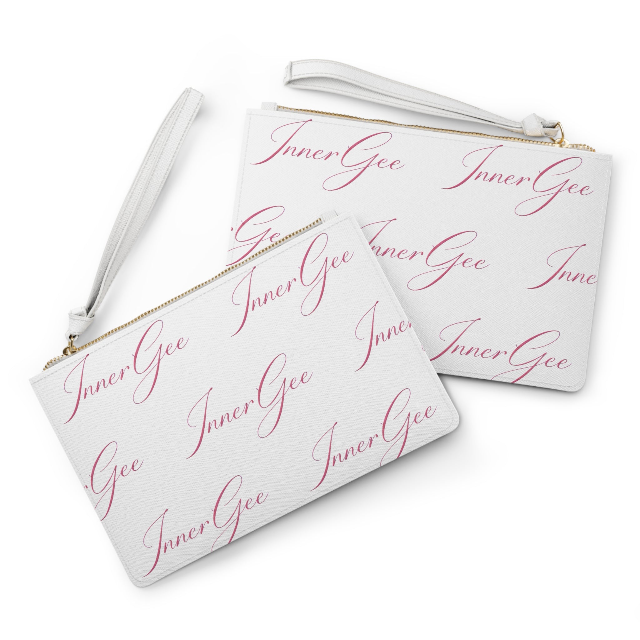 InnerGee Script Clutch Bag — Pink Monogram Wristlet Purse