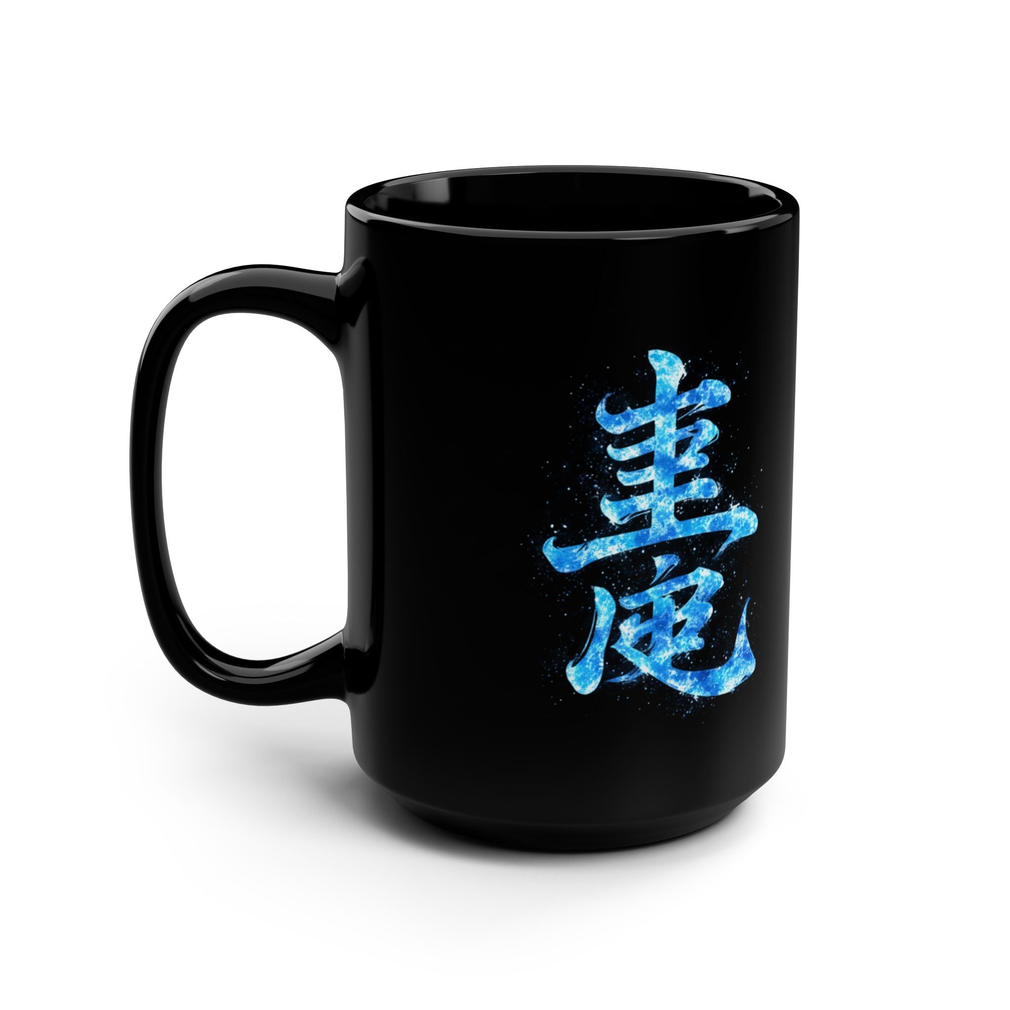 Innergee Blue Kanji Samurai 15oz Black Mug