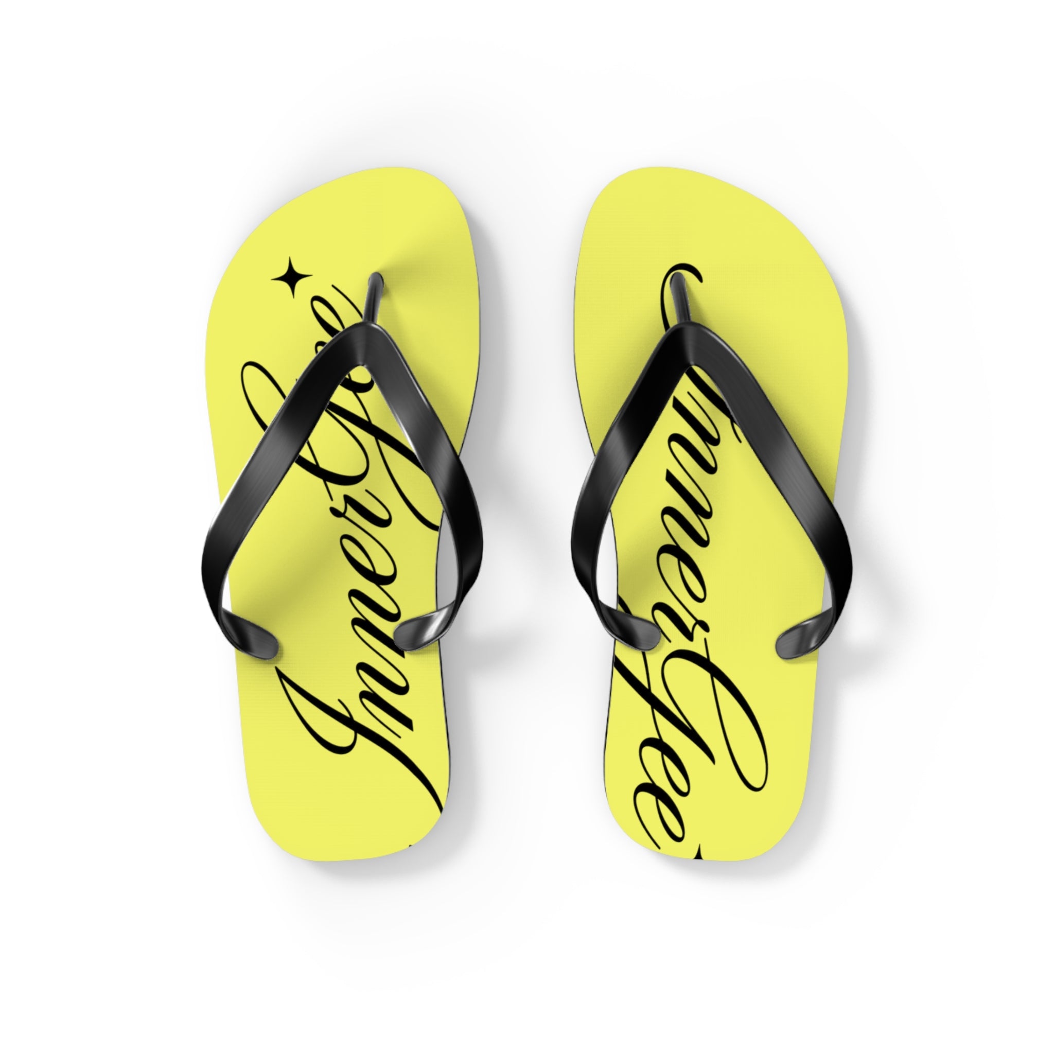 Yellow 'InnerGee' Script Flip Flops – Beach Sandals with Stylish Script Logo