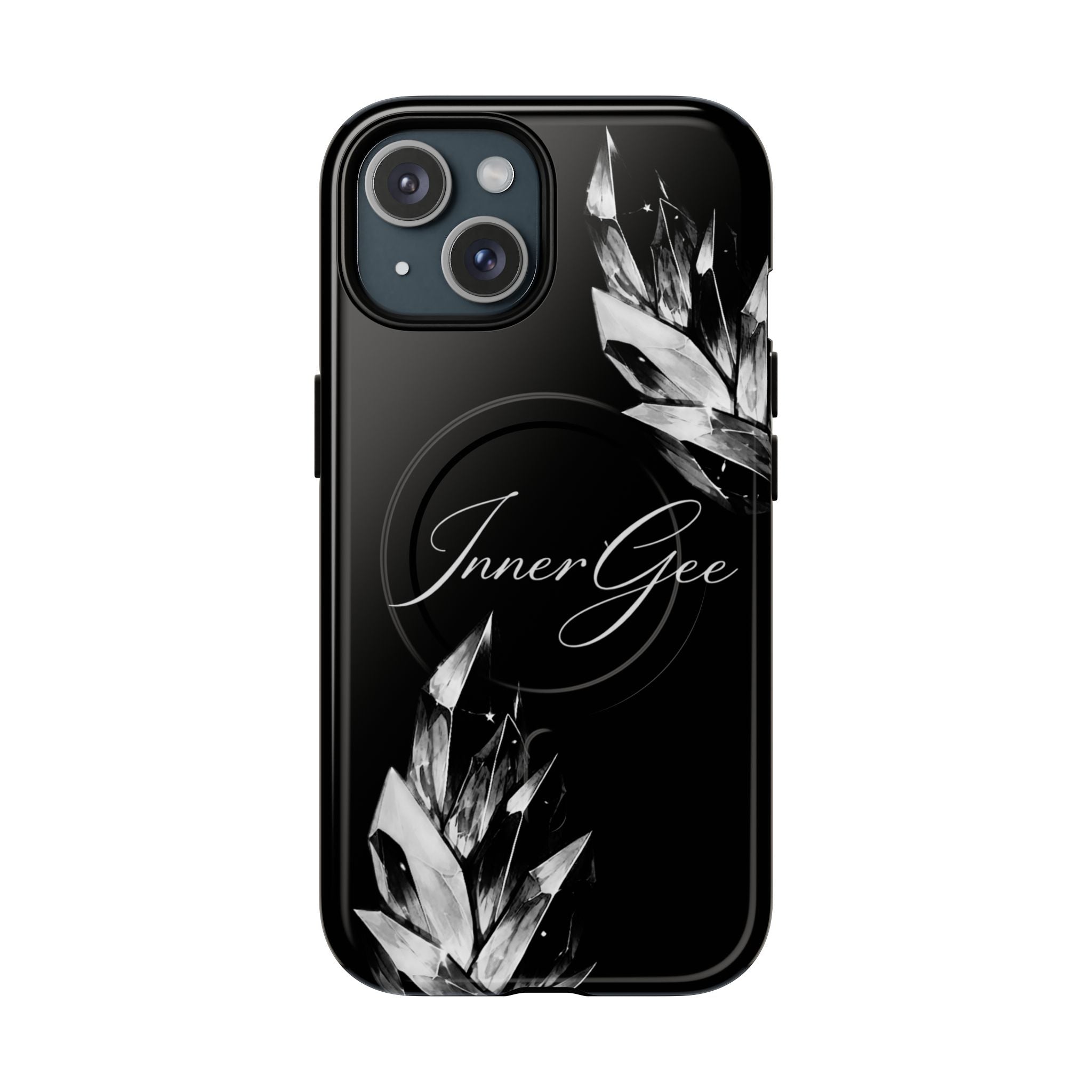 InnerGee Blk/White Crystal Tough Magnetic Phone Case