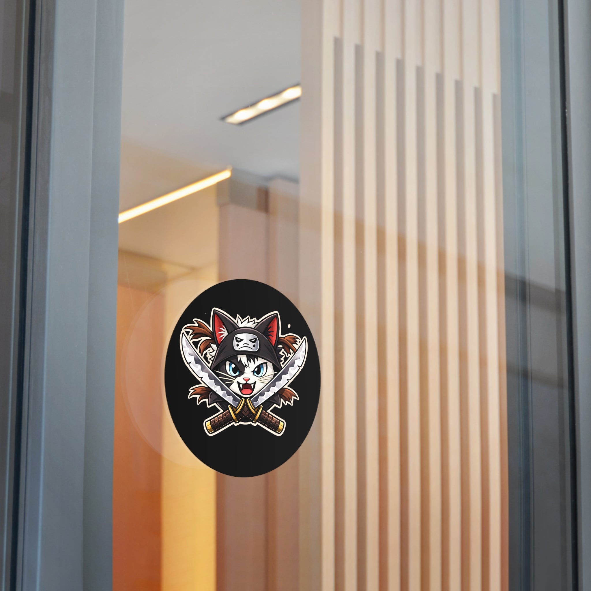 Double the Cat Sticker — Vinyl Sticker Featuring 'Double' with Twin Blades Logo