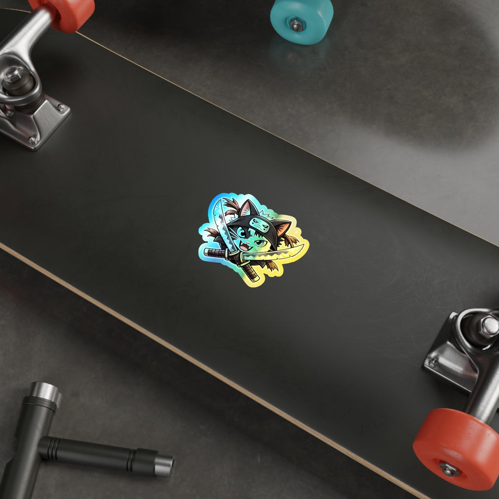 Catski-Double-Holographic Sticker