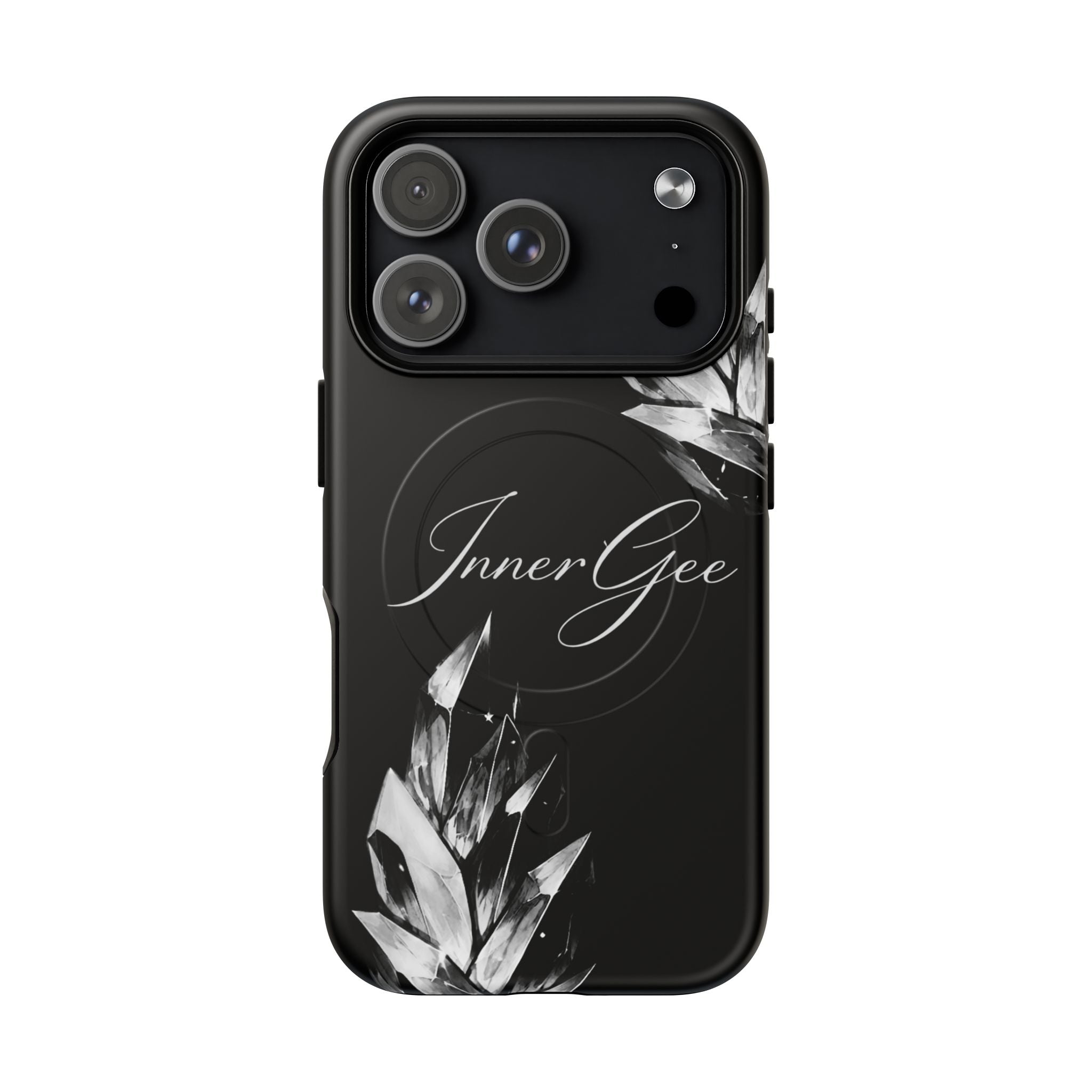 InnerGee Blk/White Crystal Tough Magnetic Phone Case