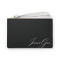 InnerGee Black Wristlet Clutch Bag — Elegant Script Logo Evening Purse