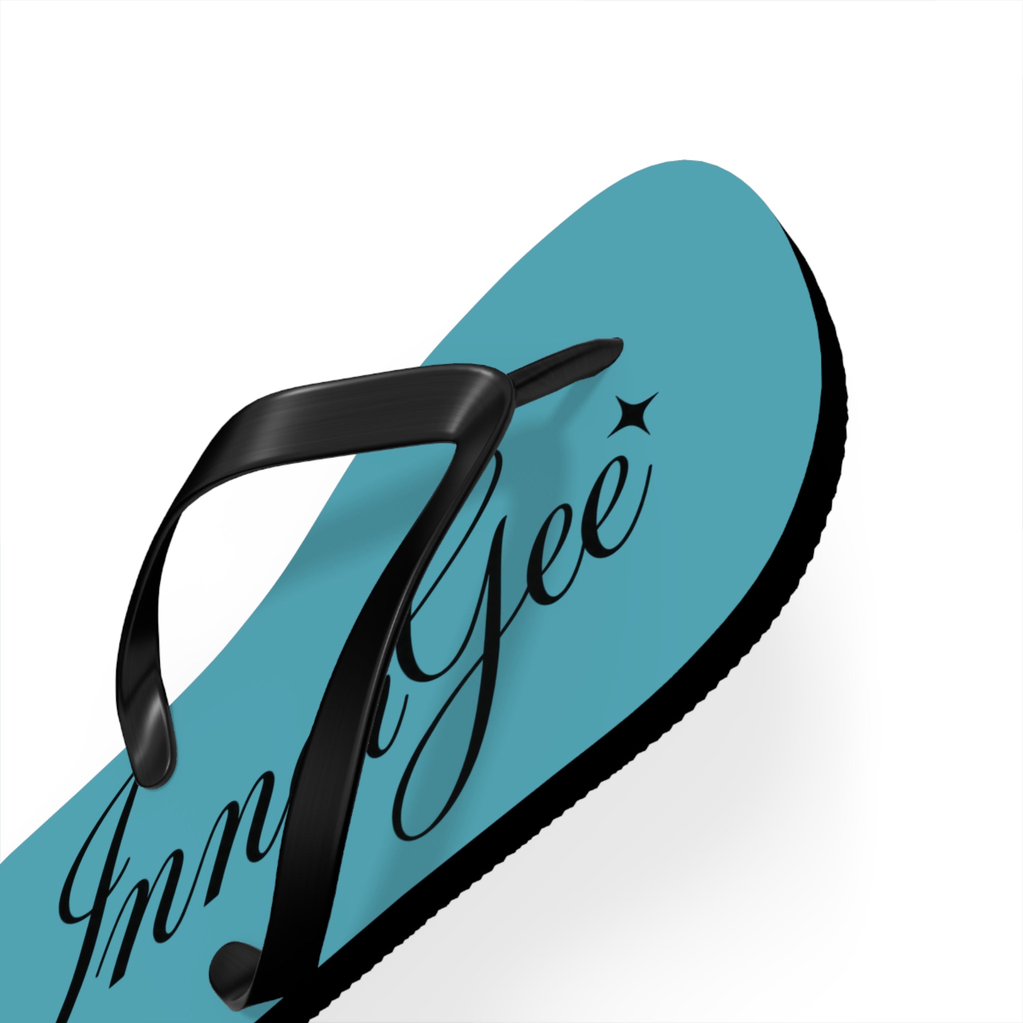Innergee Turquoise Script Flip Flops –  Beach Sandals