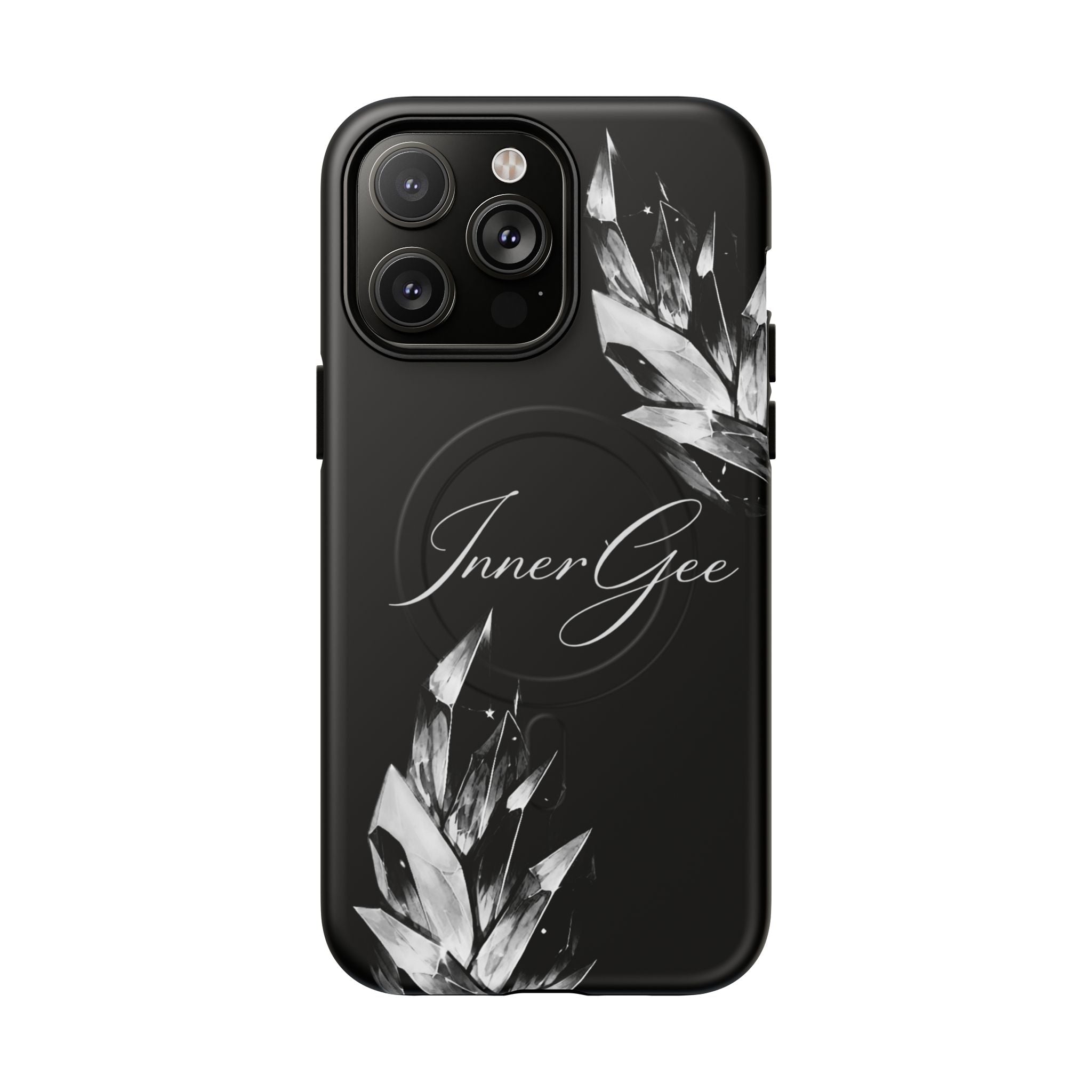 InnerGee Blk/White Crystal Tough Magnetic Phone Case