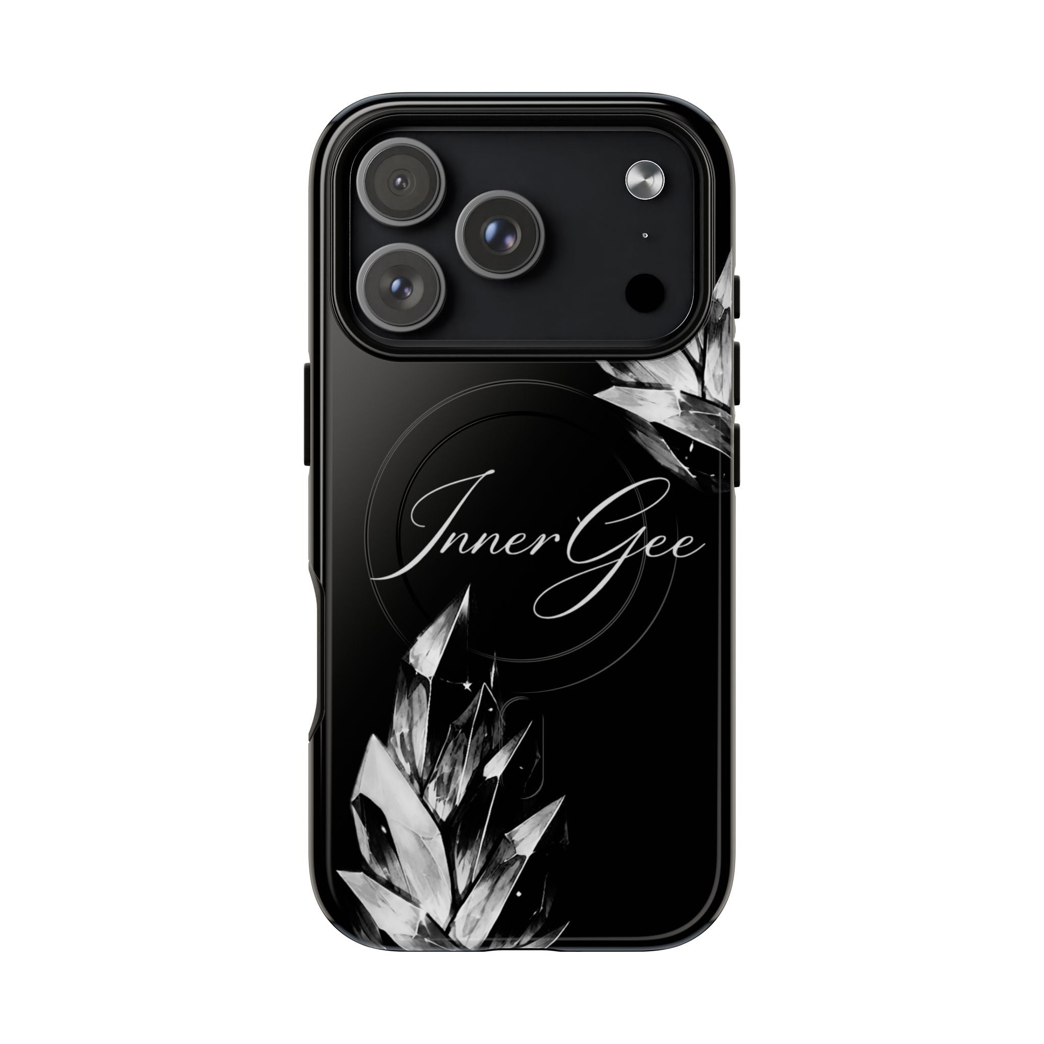 InnerGee Blk/White Crystal Tough Magnetic Phone Case