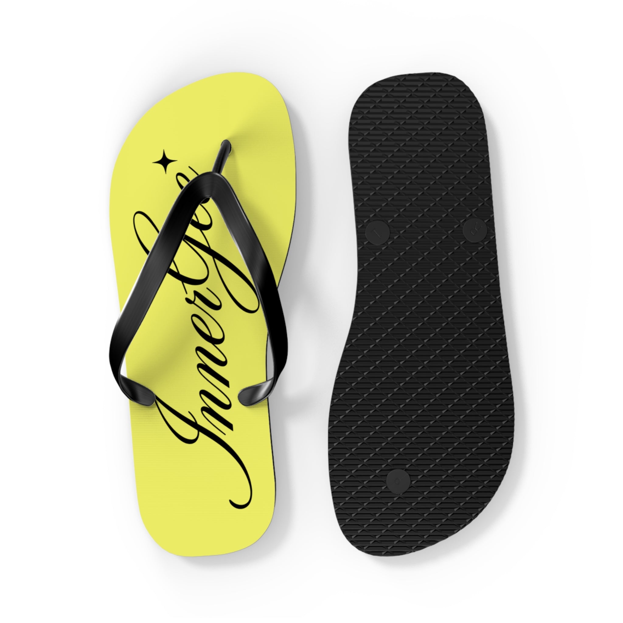 Yellow 'InnerGee' Script Flip Flops – Beach Sandals with Stylish Script Logo