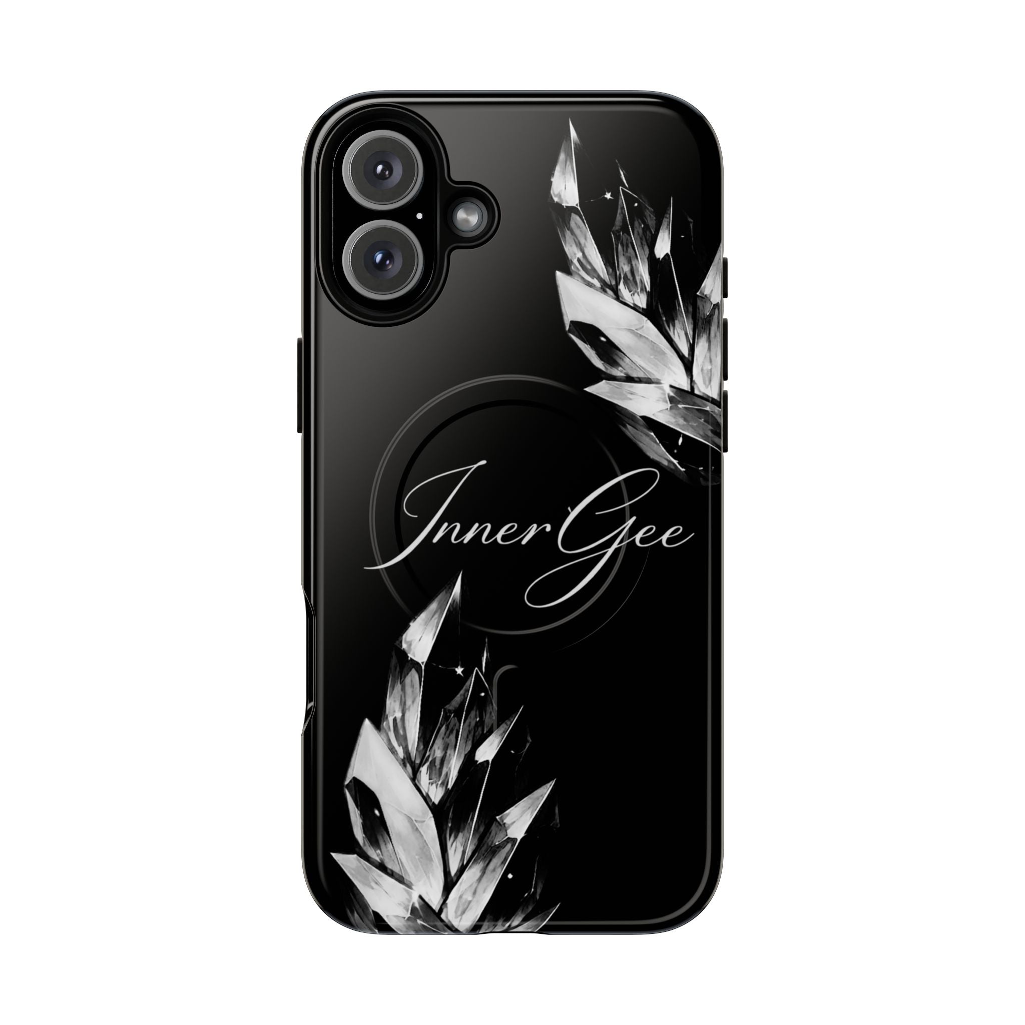InnerGee Blk/White Crystal Tough Magnetic Phone Case