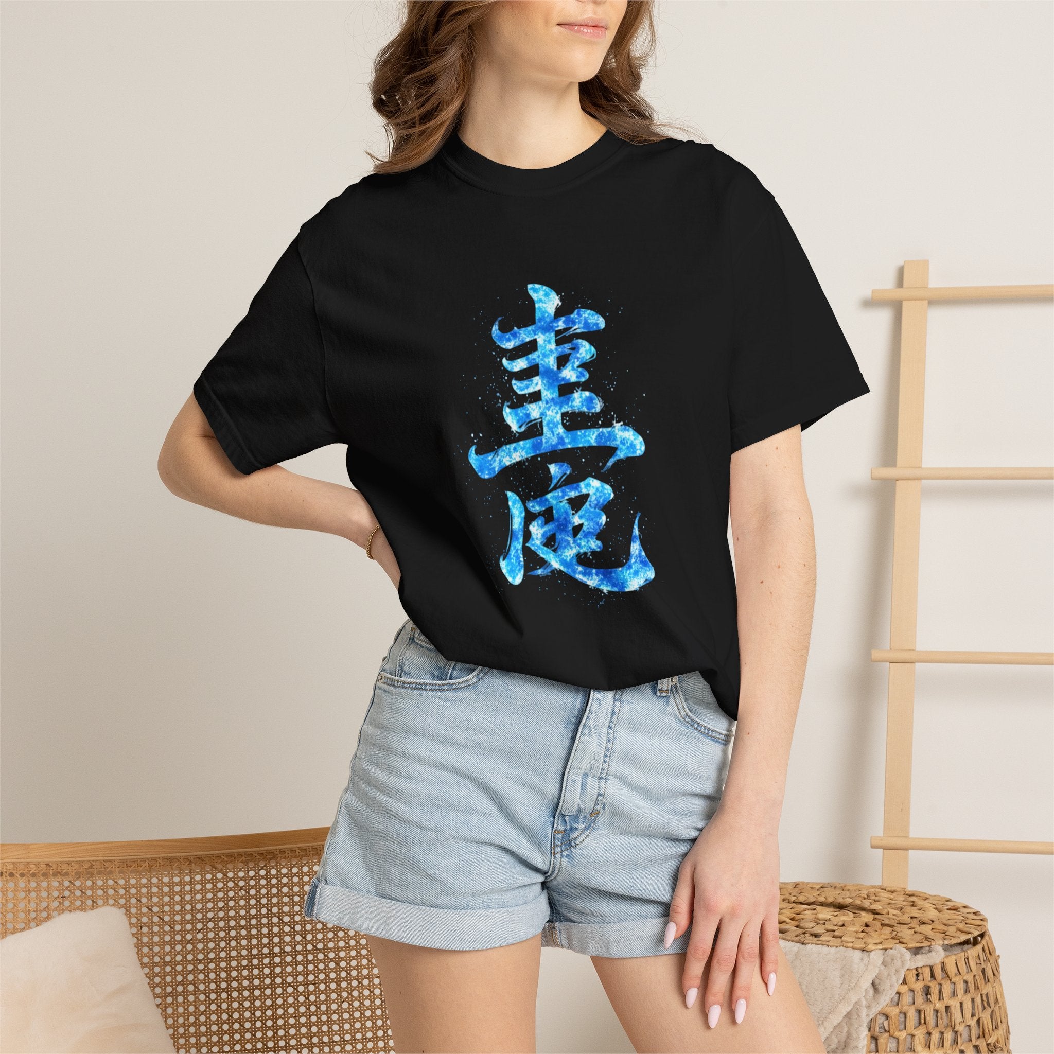 InnerGee Water Element T-Shirt — Blue Kanji & Warrior Graphic