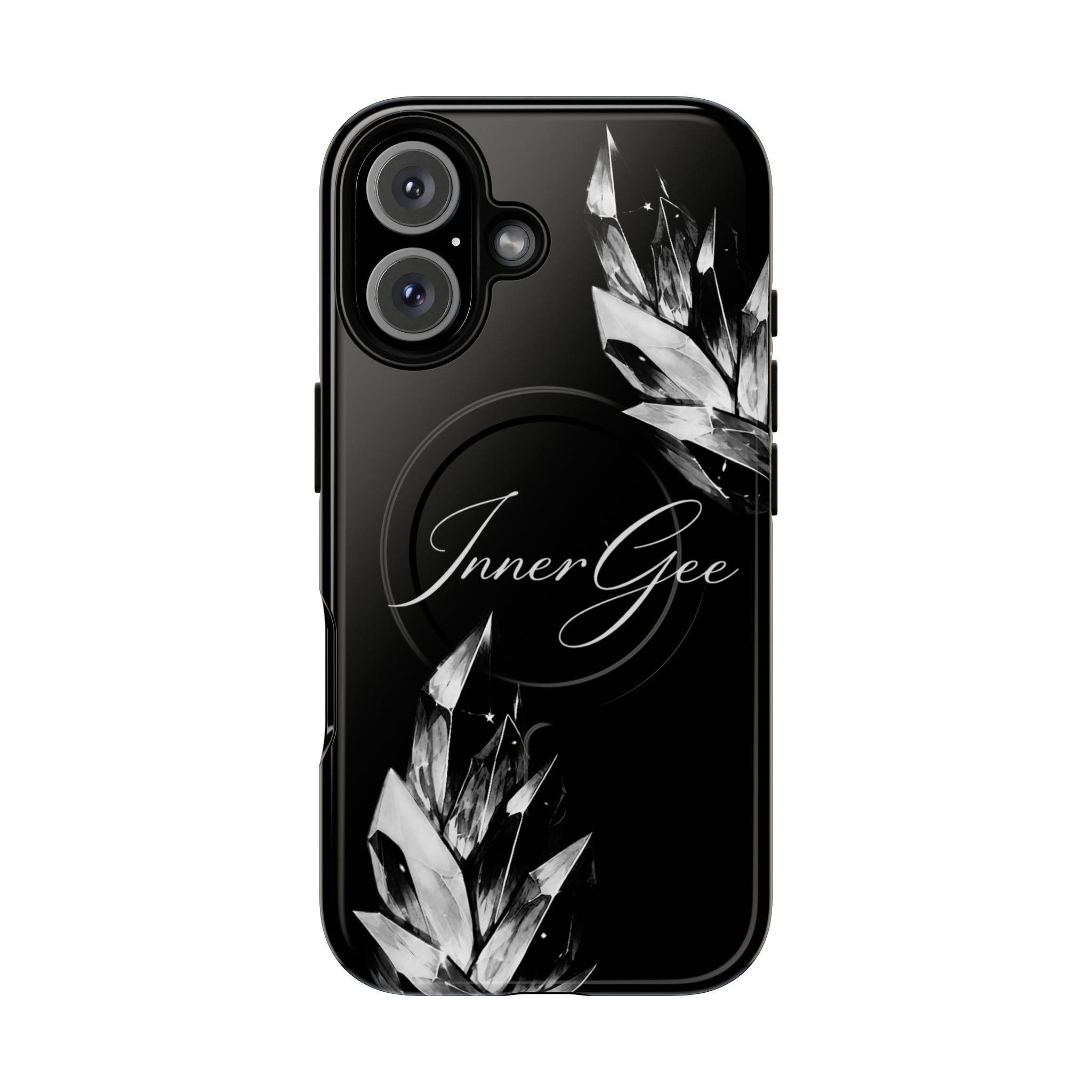 InnerGee Blk/White Crystal Tough Magnetic Phone Case