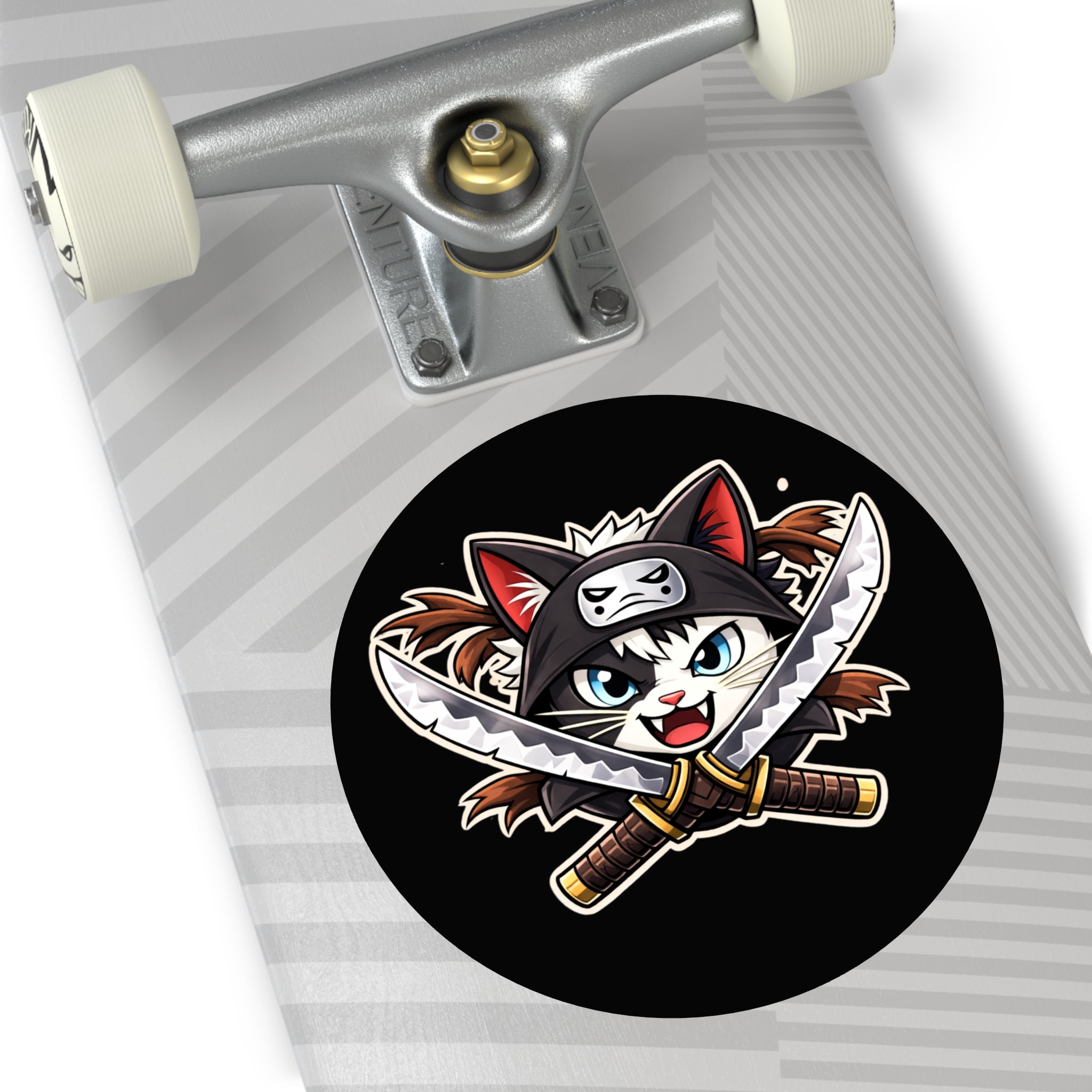Double the Cat Sticker — Vinyl Sticker Featuring 'Double' with Twin Blades Logo