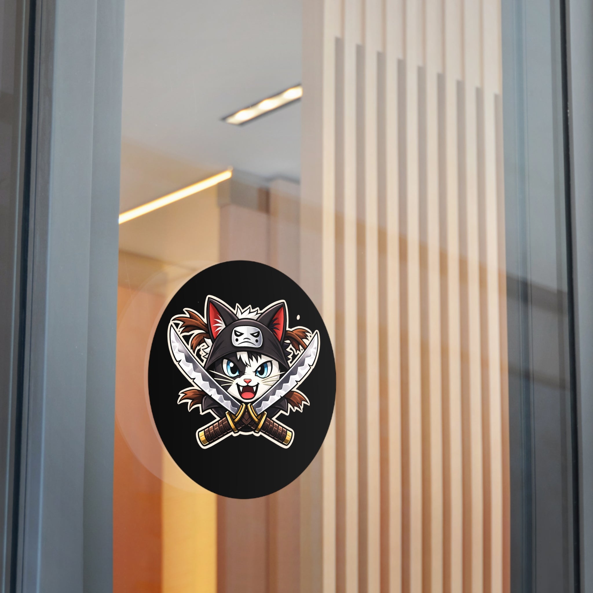 Double the Cat Sticker — Vinyl Sticker Featuring 'Double' with Twin Blades Logo