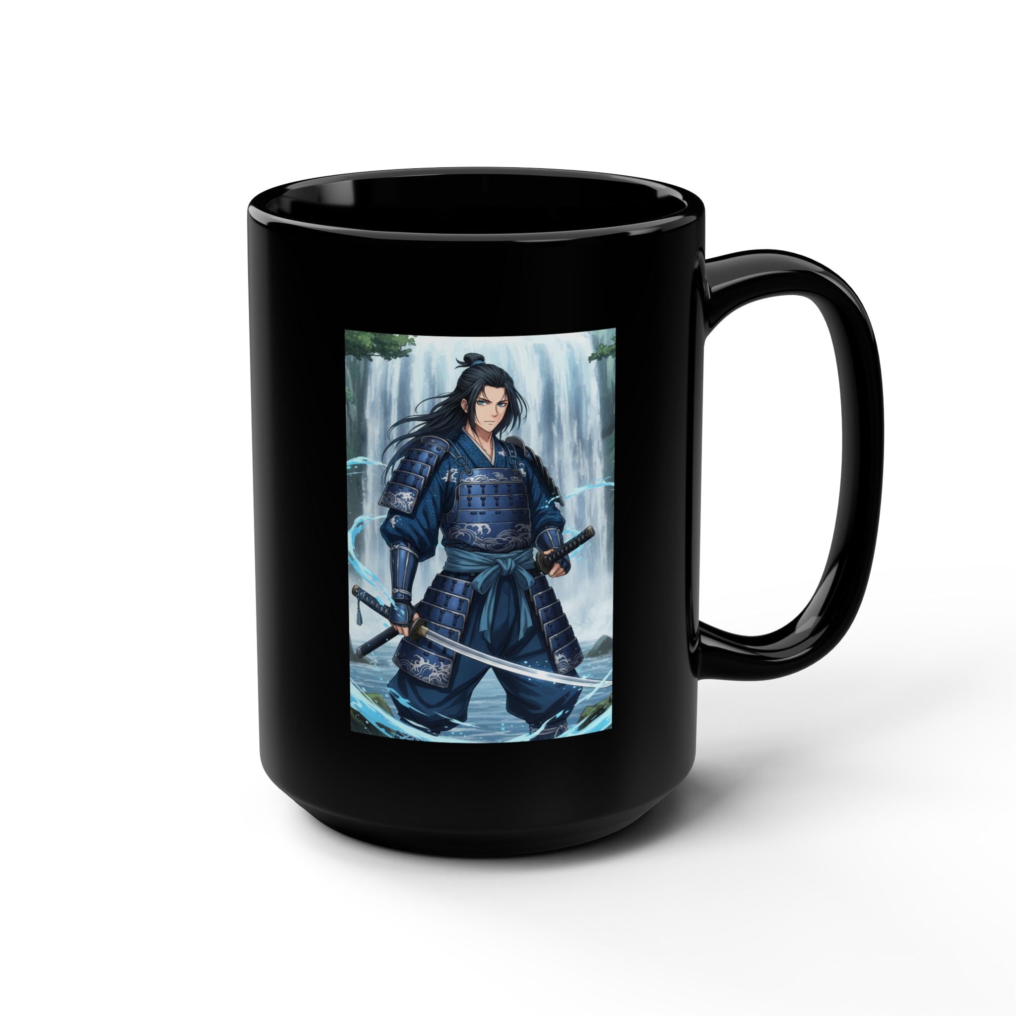 Innergee Blue Kanji Samurai 15oz Black Mug