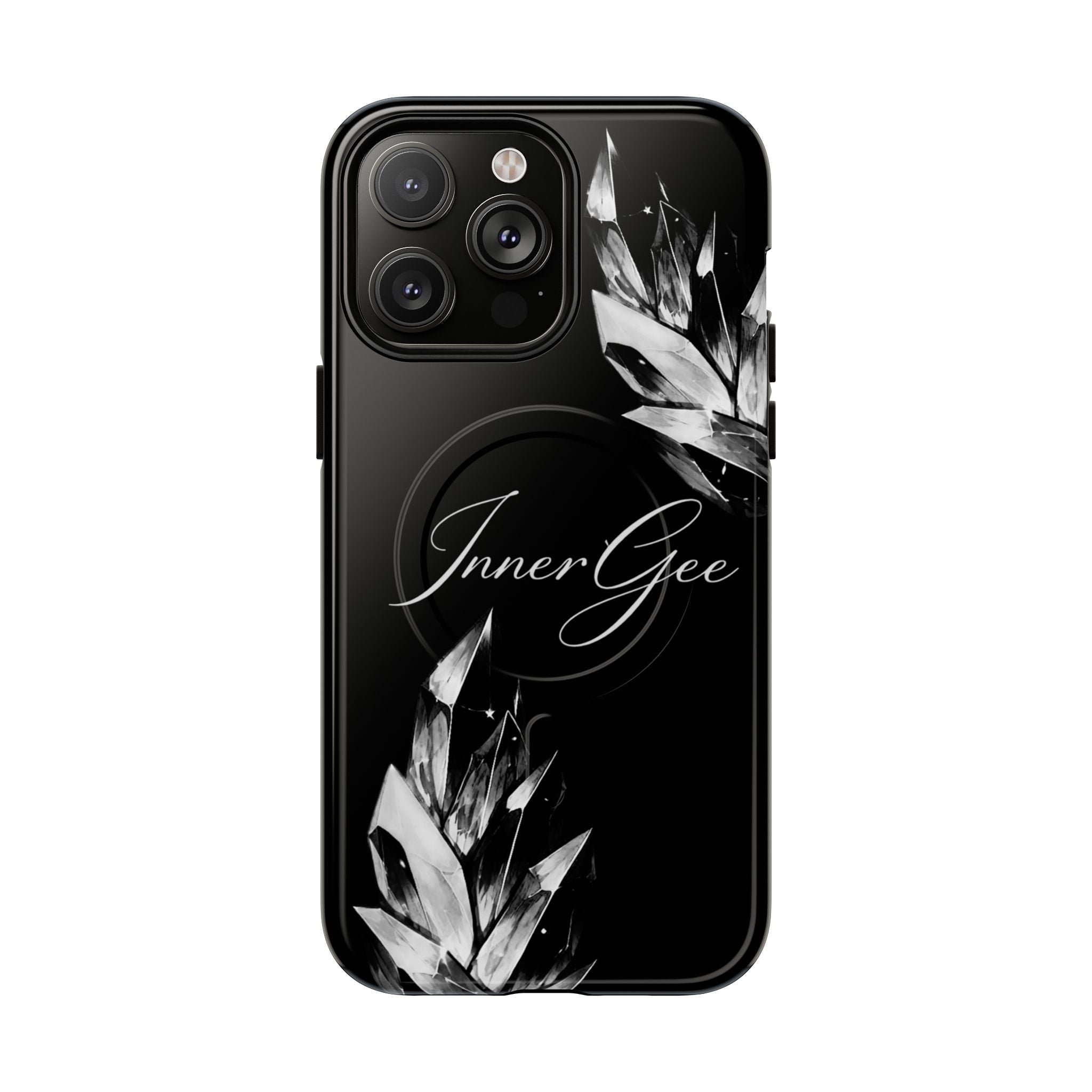 InnerGee Blk/White Crystal Tough Magnetic Phone Case